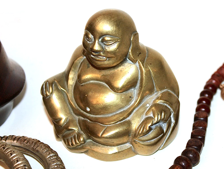 Ethnic Jewelry Pieces and Cast Brass Buddha