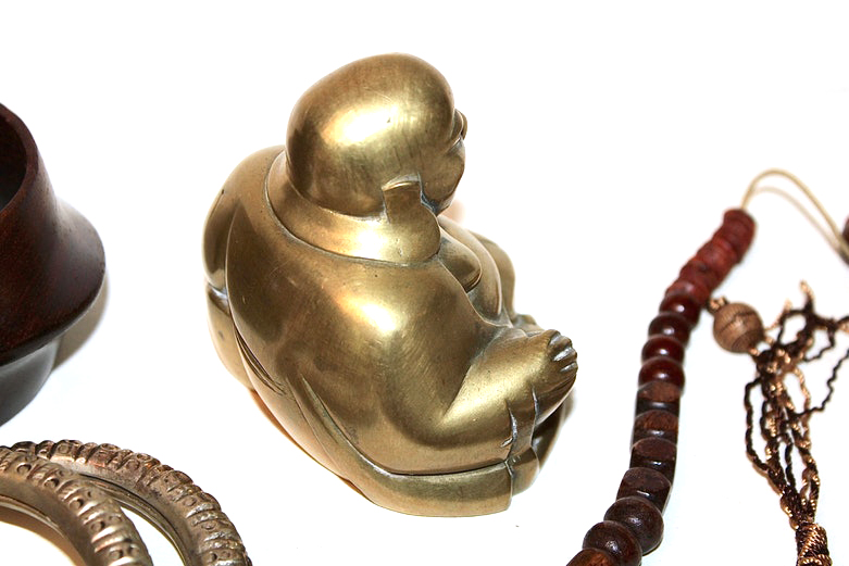 Ethnic Jewelry Pieces and Cast Brass Buddha
