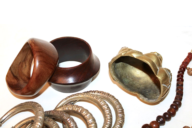 Ethnic Jewelry Pieces and Cast Brass Buddha