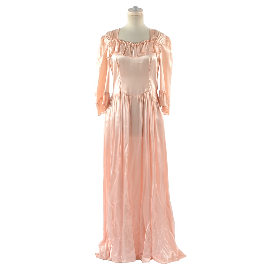 Vintage Pink Satin Evening Dress