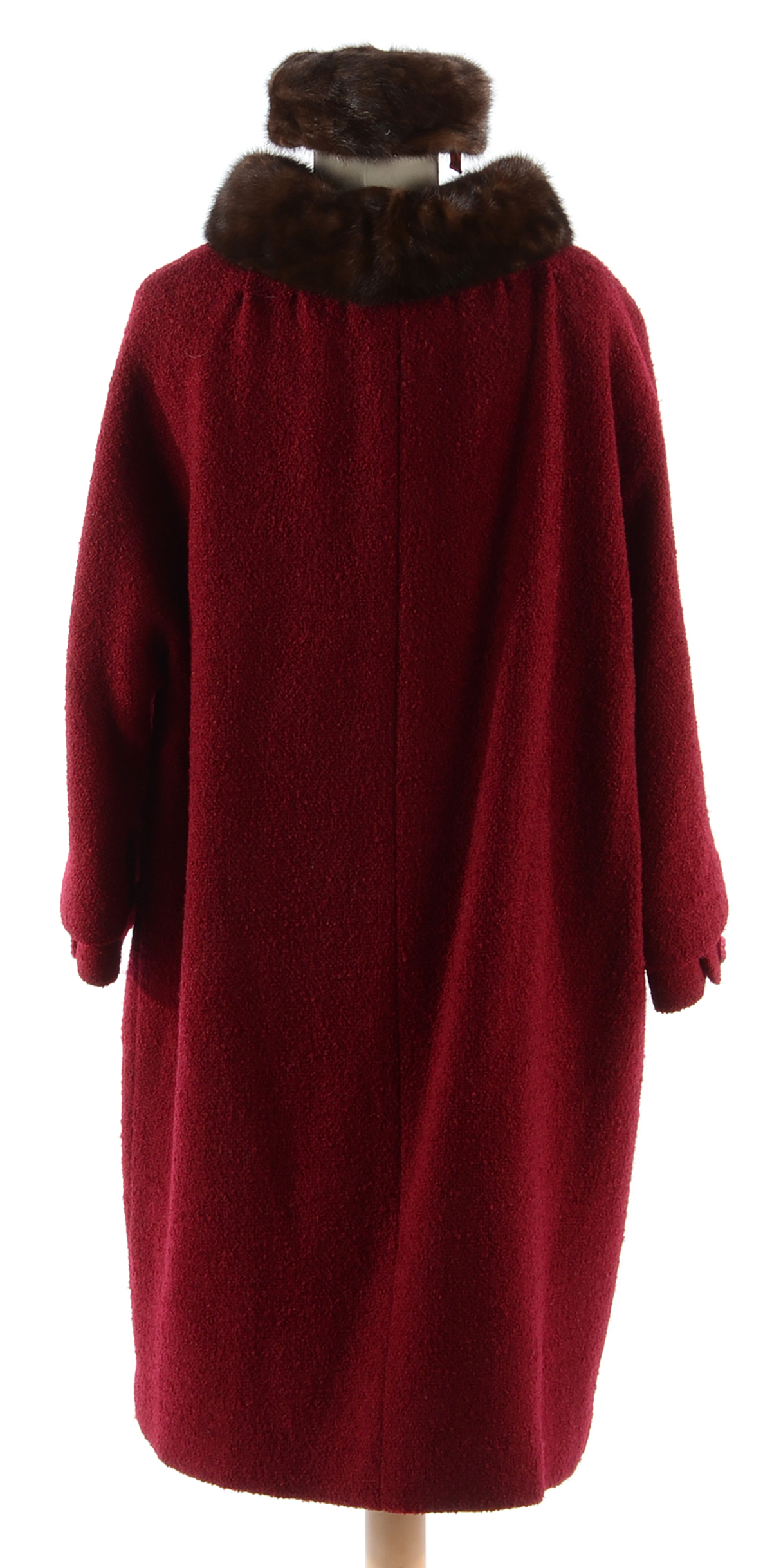 Vintage Boucle Coat with Mink Collar and Mink Hat