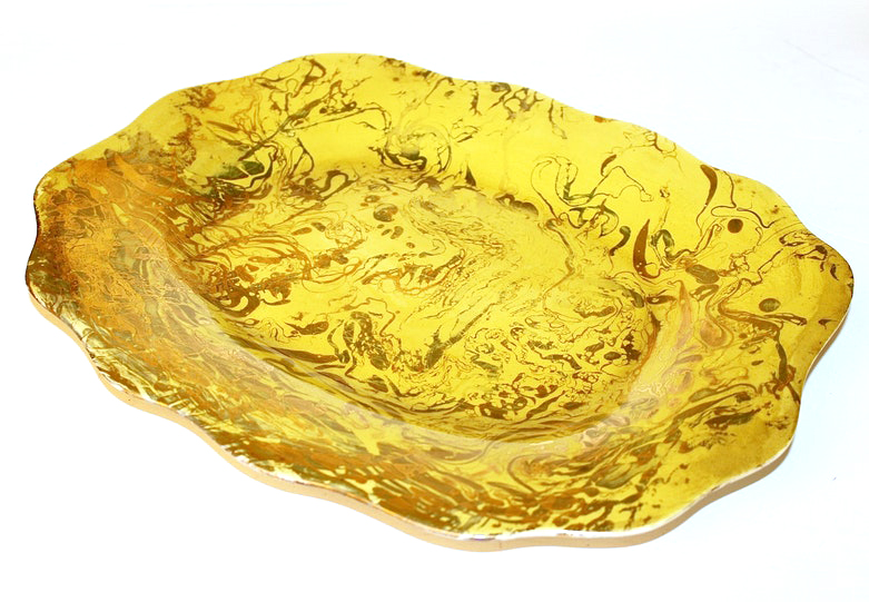 Signed Sascha Brastoff "Surf Ballet" Yellow Gold Dinnerware