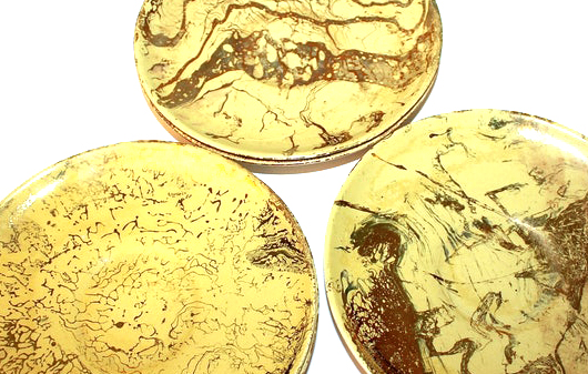 Signed Sascha Brastoff "Surf Ballet" Yellow Gold Dinnerware