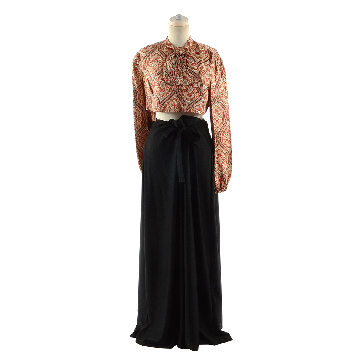 Women's Vintage Cropped Blouse and Maxi Skirt