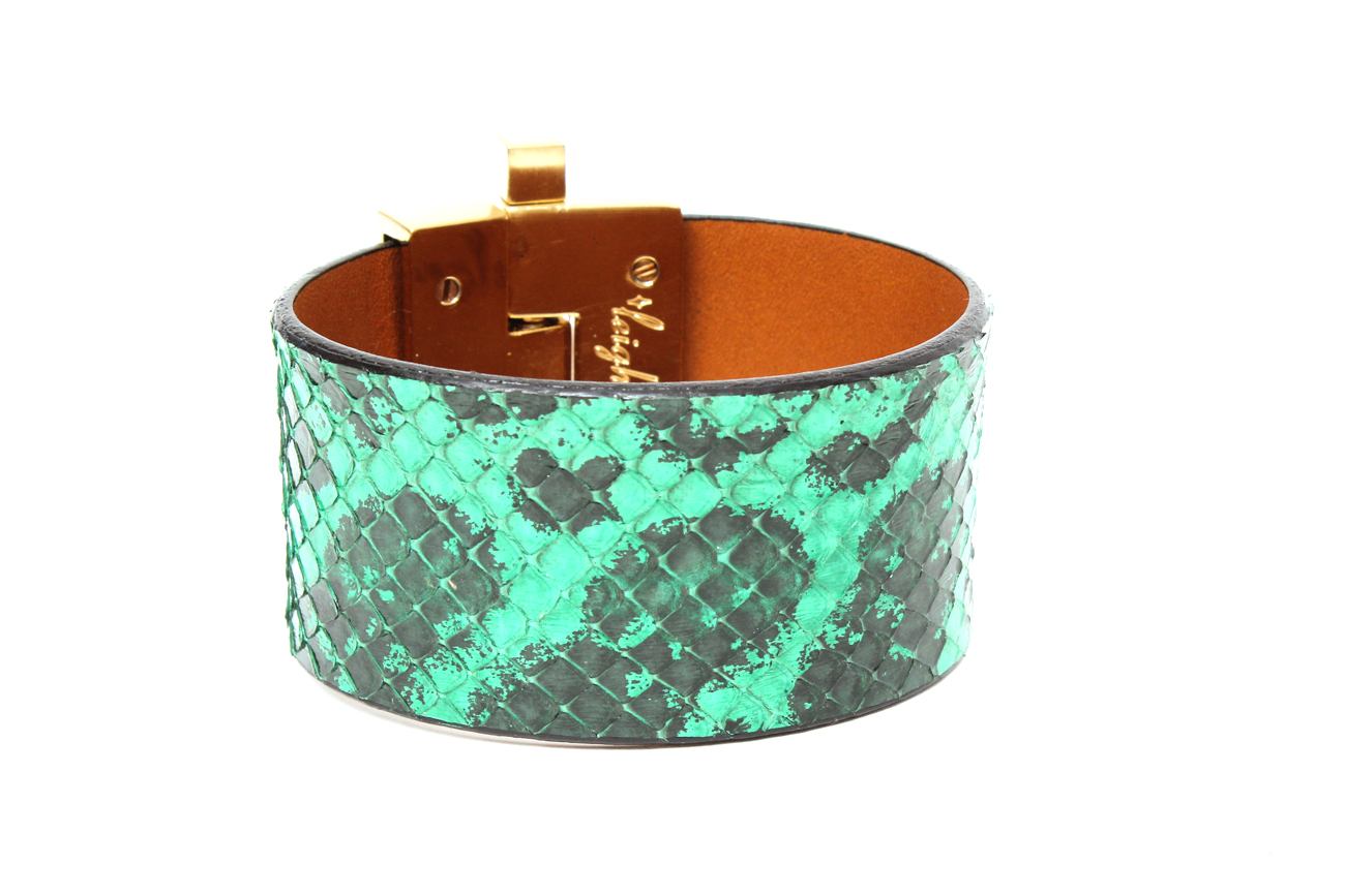 Leighelena Green Python Wide Jigsaw Cuff