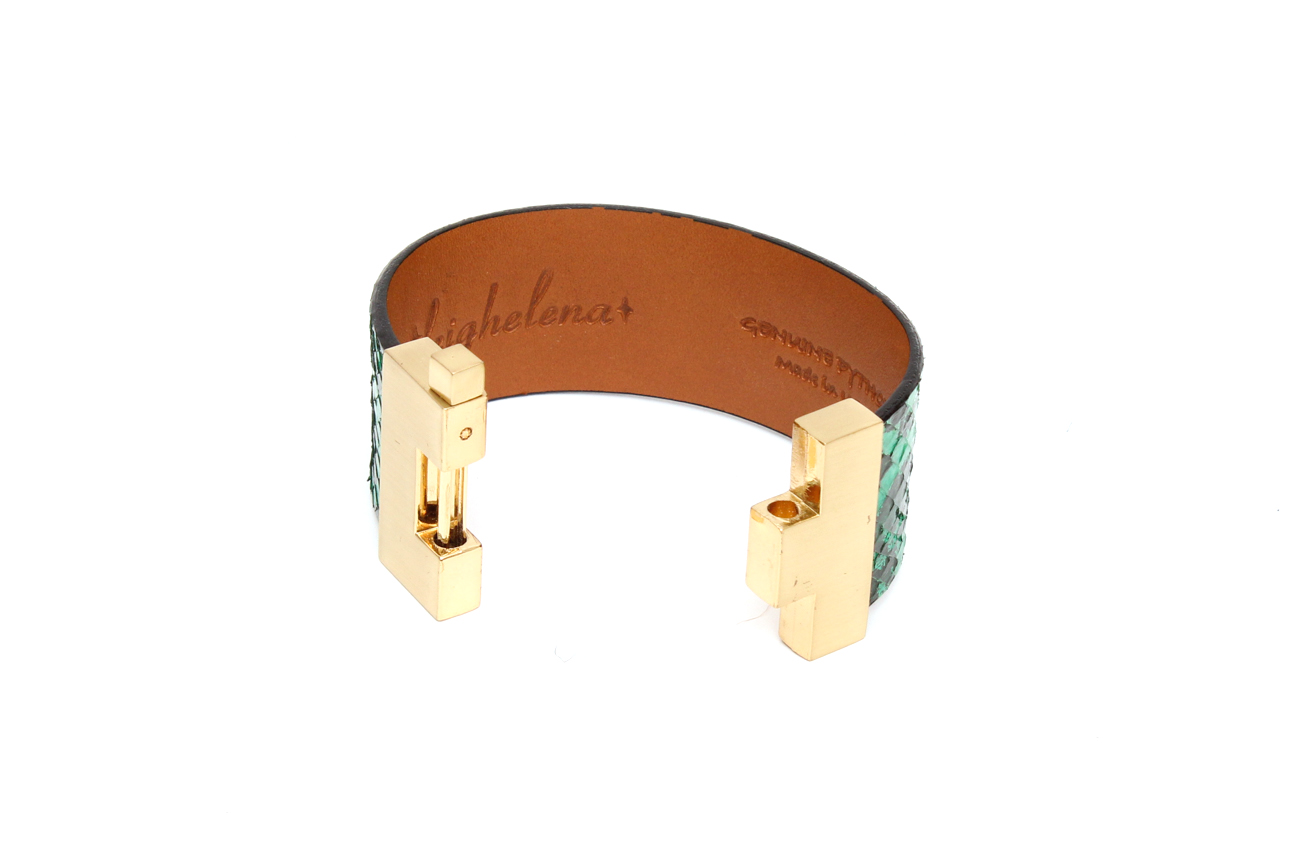 Leighelena Green Python Wide Jigsaw Cuff