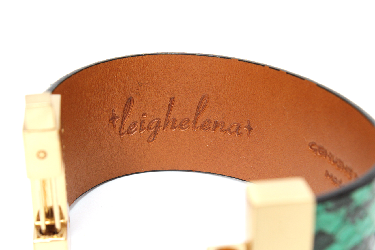 Leighelena Green Python Wide Jigsaw Cuff