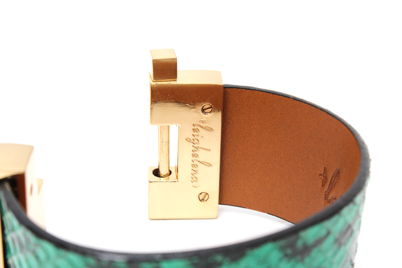 Leighelena Green Python Wide Jigsaw Cuff