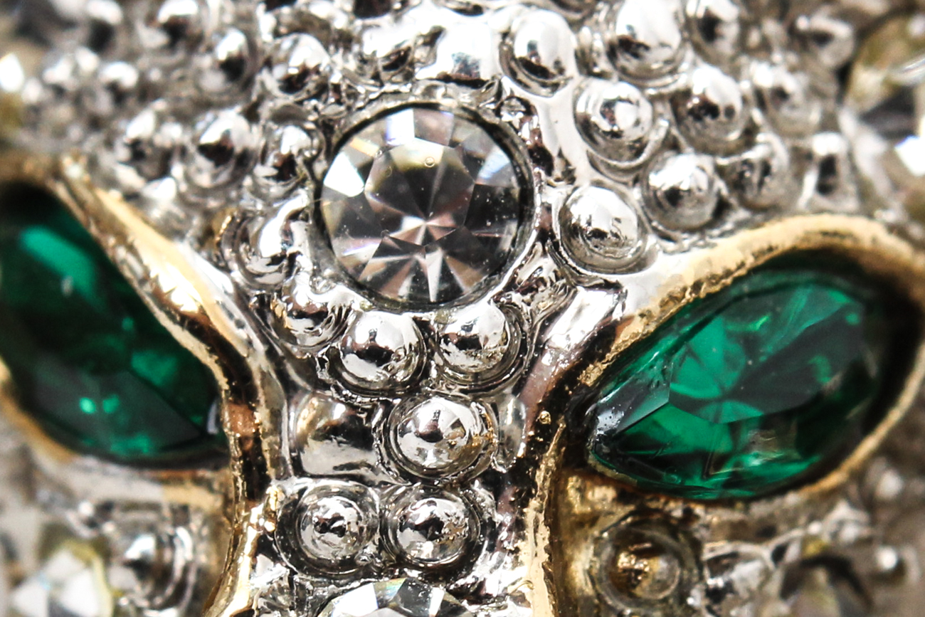 Large Articulated Crystal Leopard Brooch