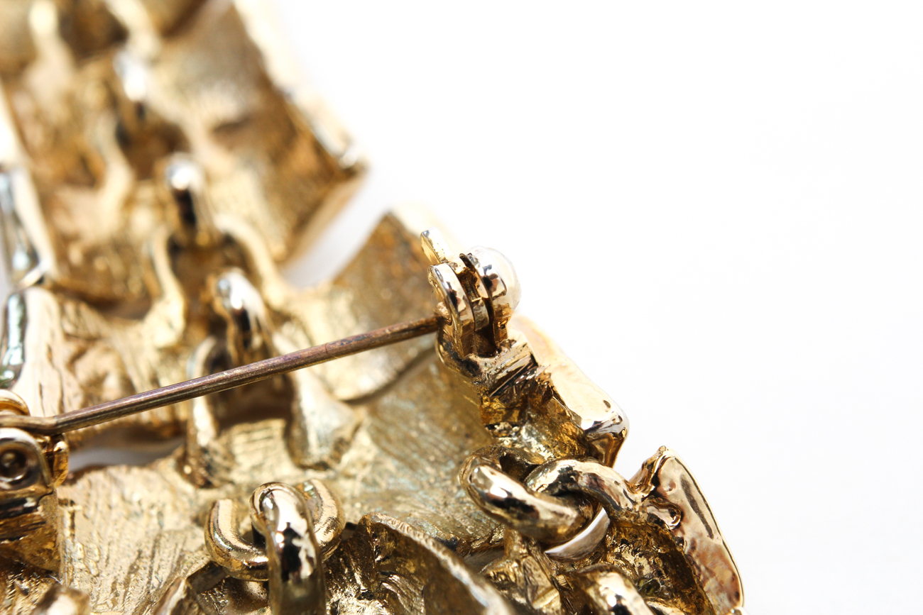 Large Articulated Crystal Leopard Brooch