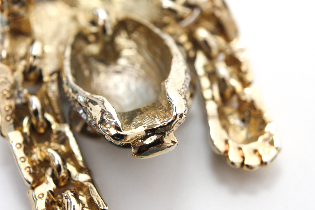 Large Articulated Crystal Leopard Brooch