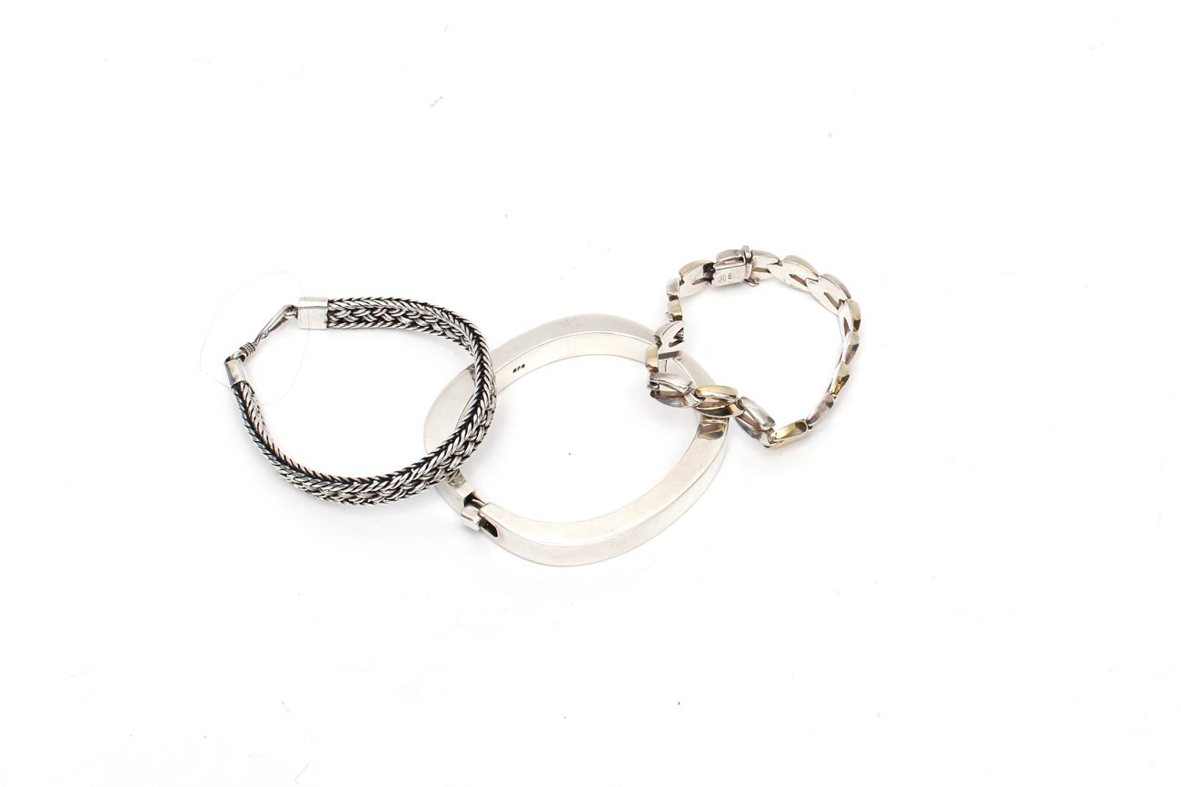 Three Sterling Silver Bracelets