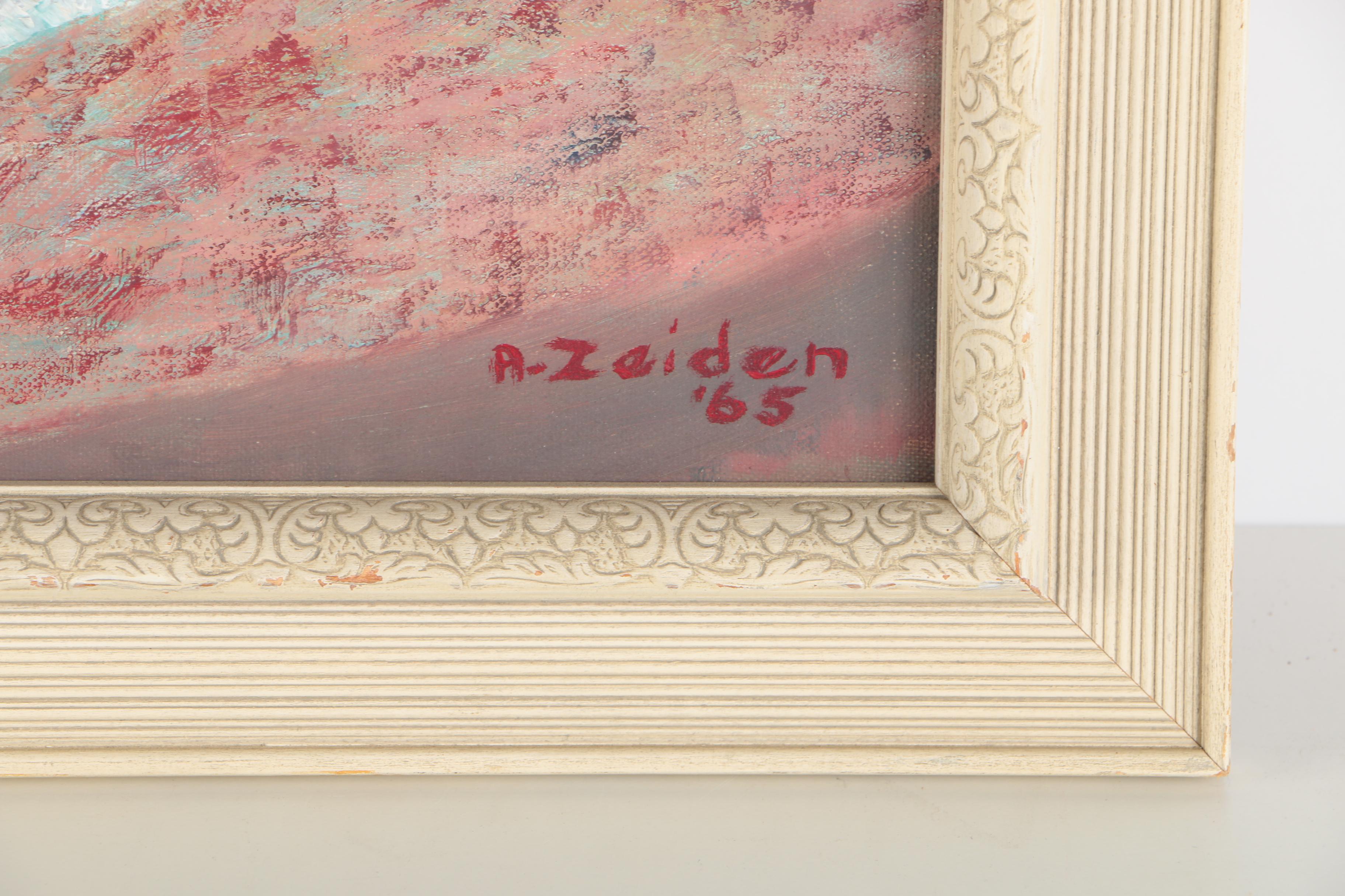 Anita Zeiden Oil Painting on Wood Panel of a Sabbath Table