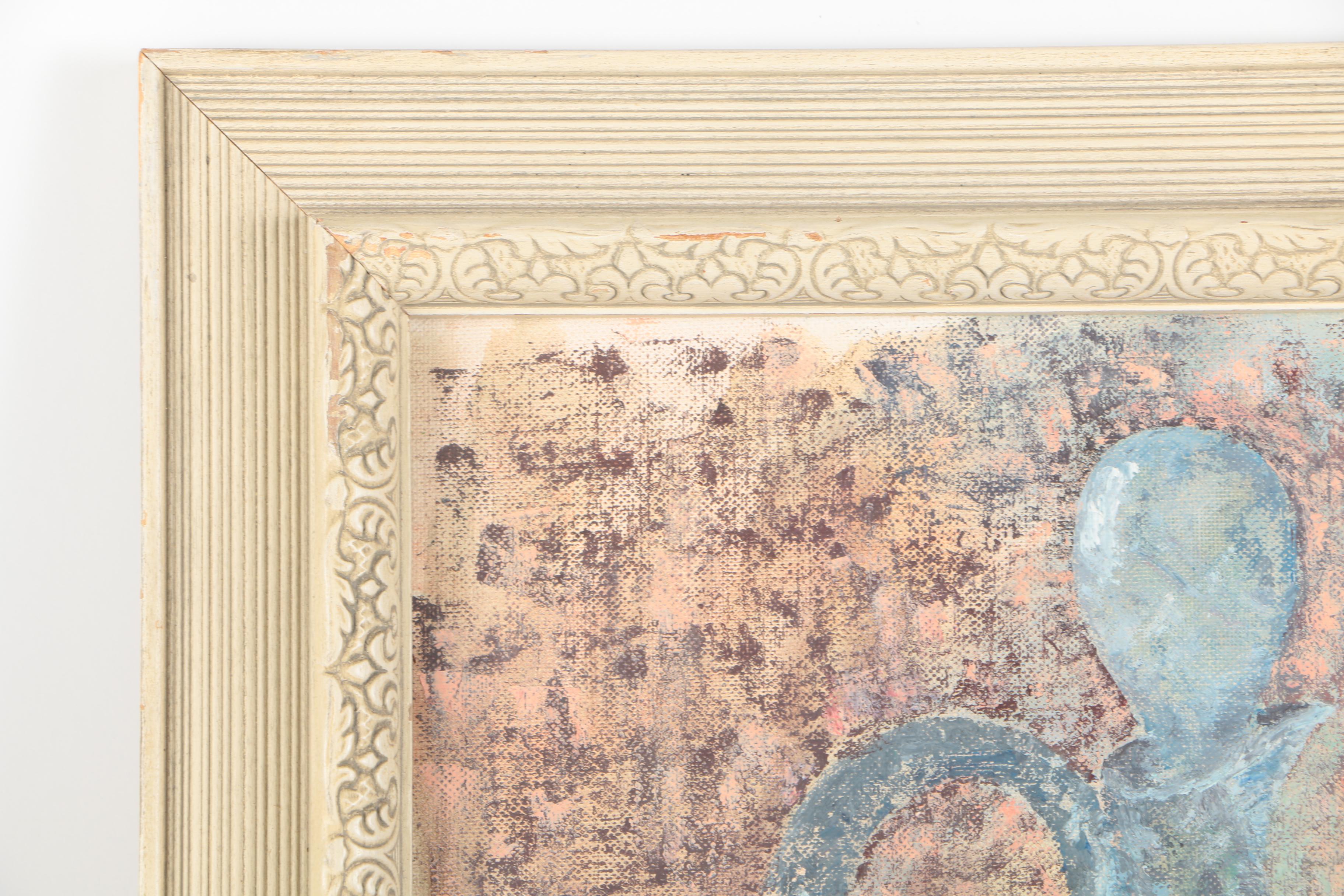 Anita Zeiden Oil Painting on Wood Panel of a Sabbath Table