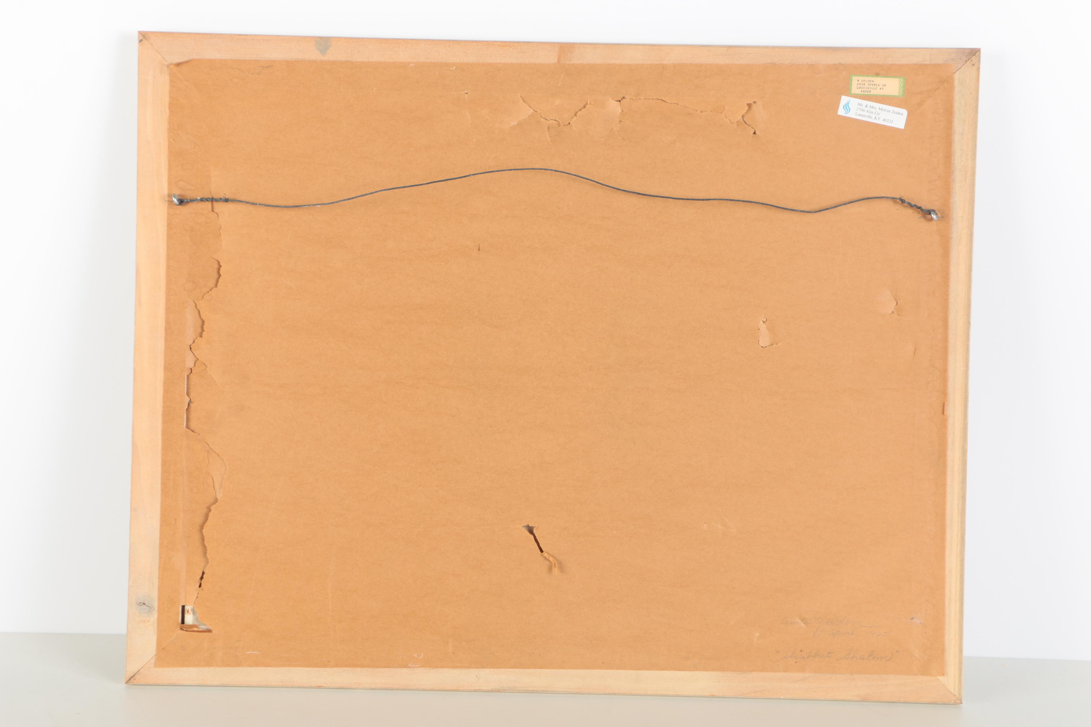 Anita Zeiden Oil Painting on Wood Panel of a Sabbath Table