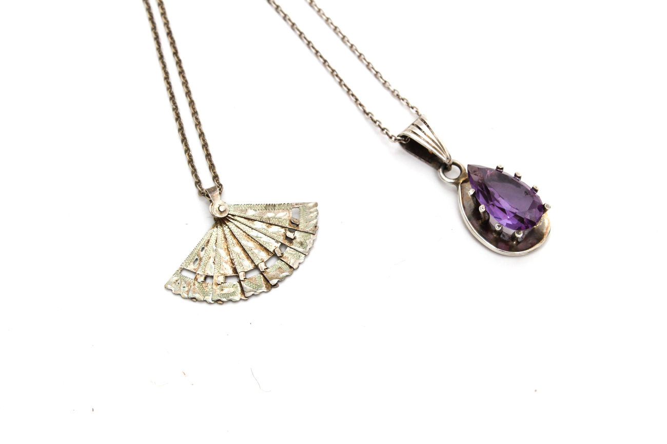 Pair of Sterling Silver Pendant Necklaces