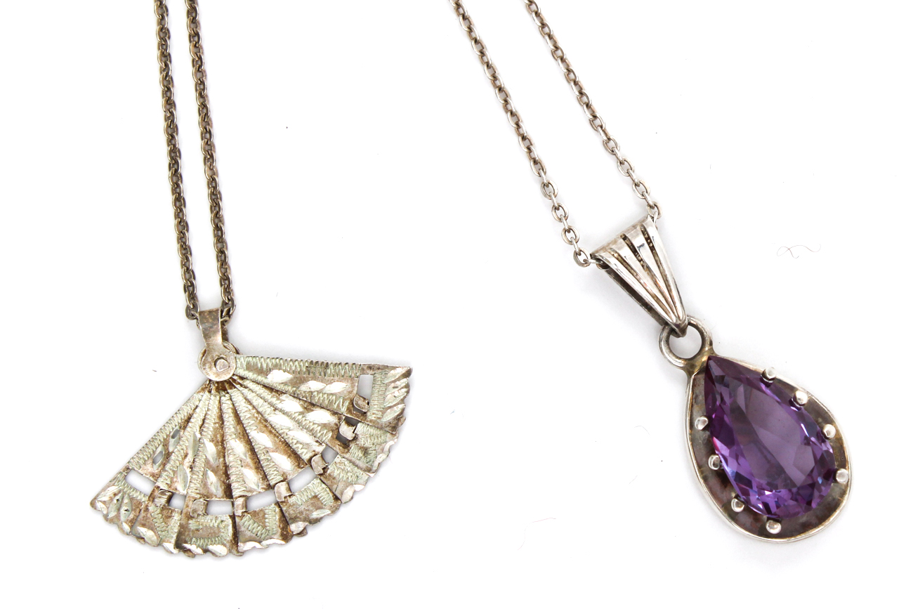Pair of Sterling Silver Pendant Necklaces