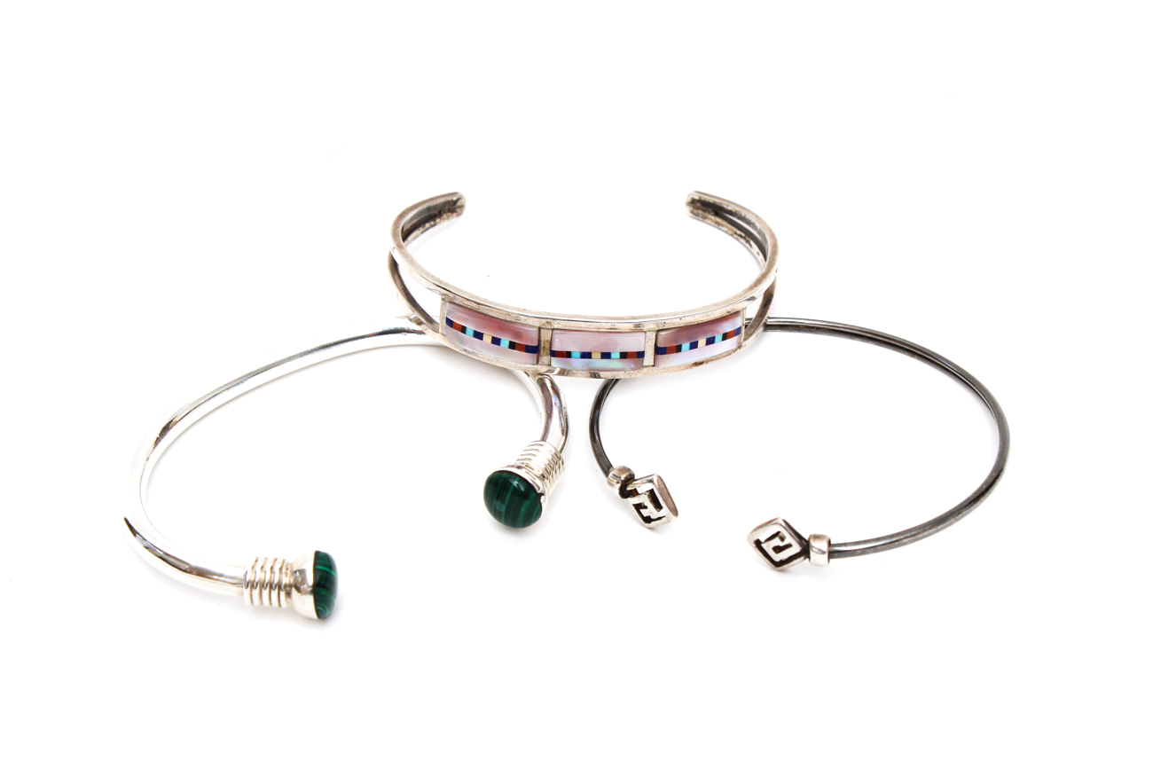 Three Sterling Silver Cuff Bracelets