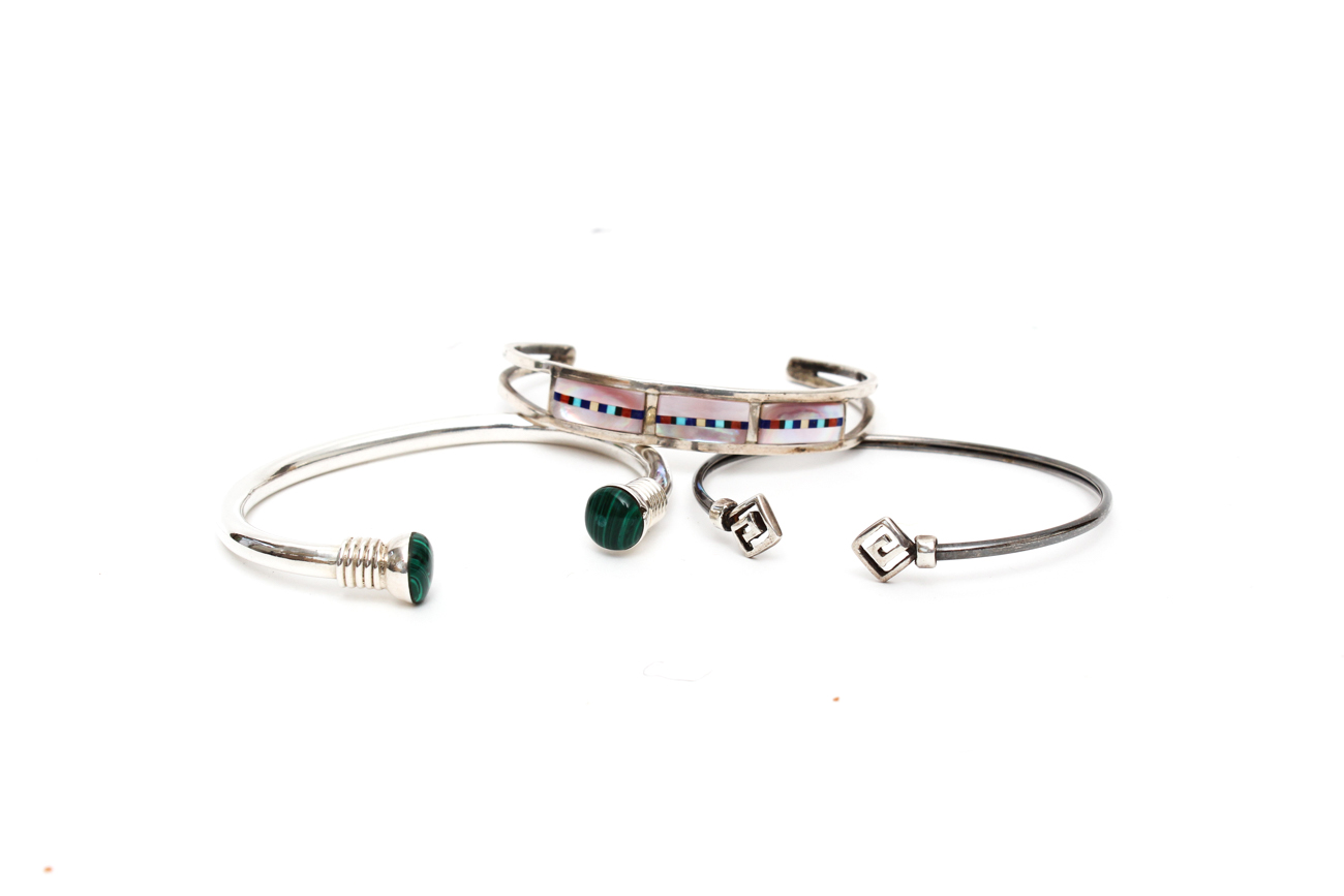 Three Sterling Silver Cuff Bracelets