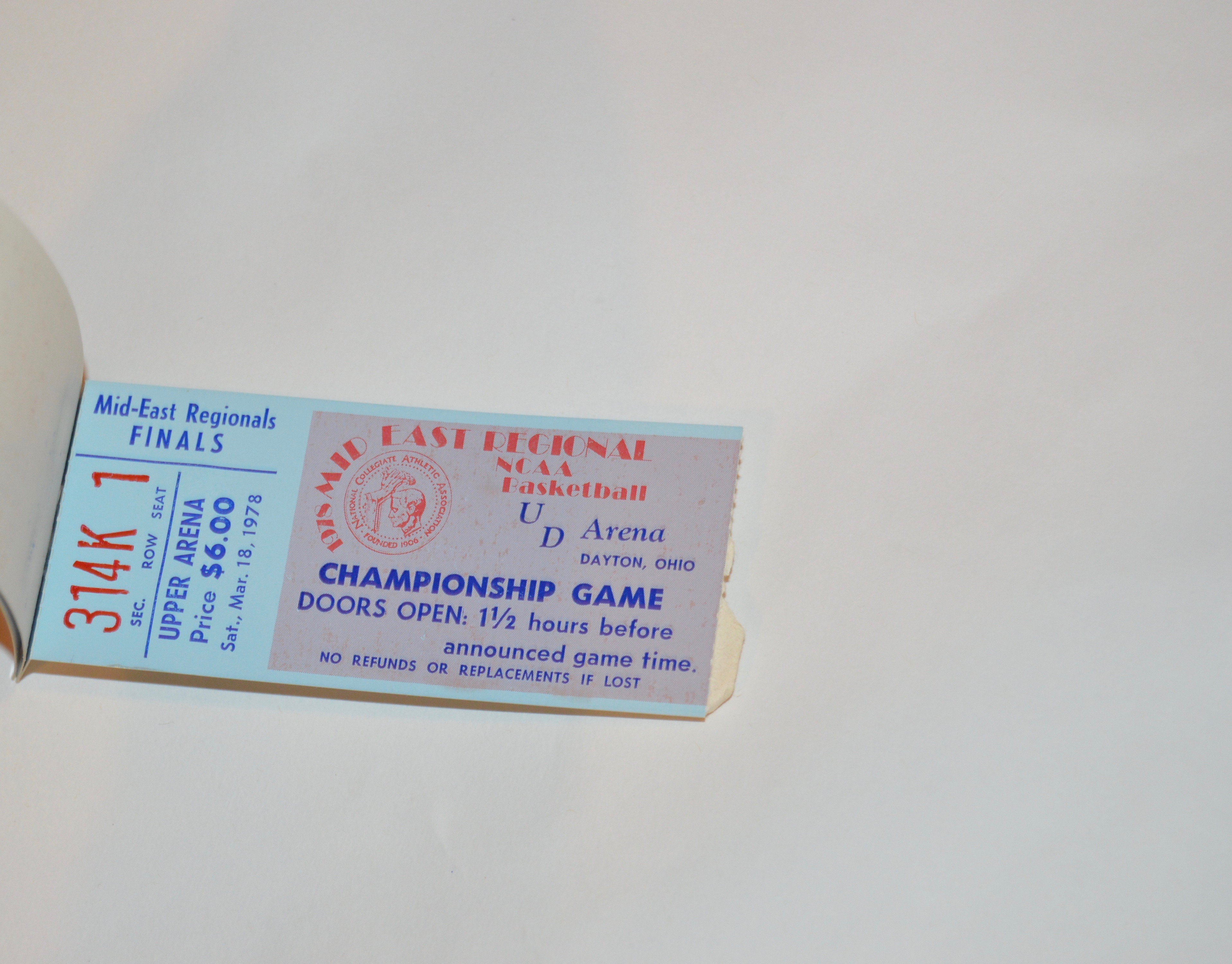 1978 NCAA Basketball Finals Ticket Stubs
