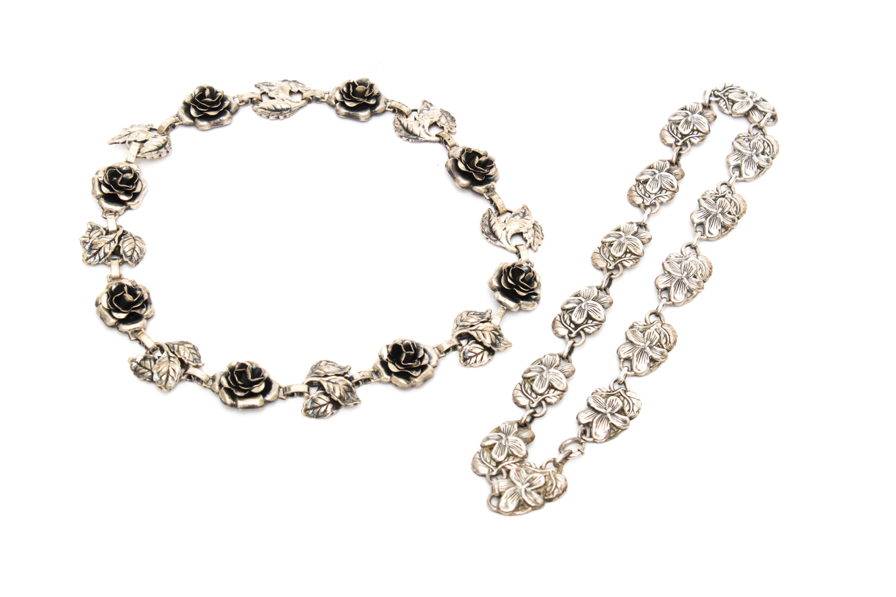 Pair of Danecraft Sterling Silver Floral Chokers