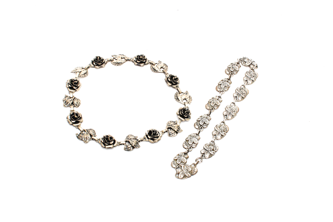 Pair of Danecraft Sterling Silver Floral Chokers