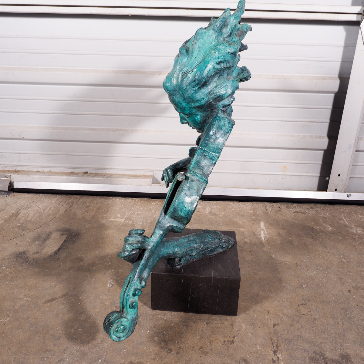 Woman with Violin Sculpture