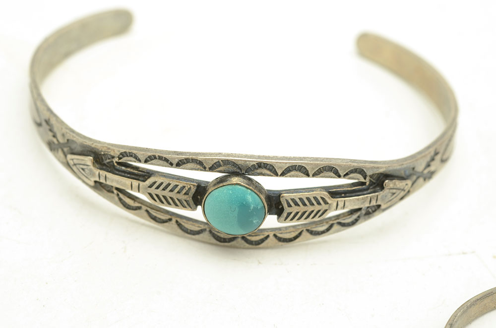 Sterling Southwest Style Children's Cuff Bracelets and Earrings