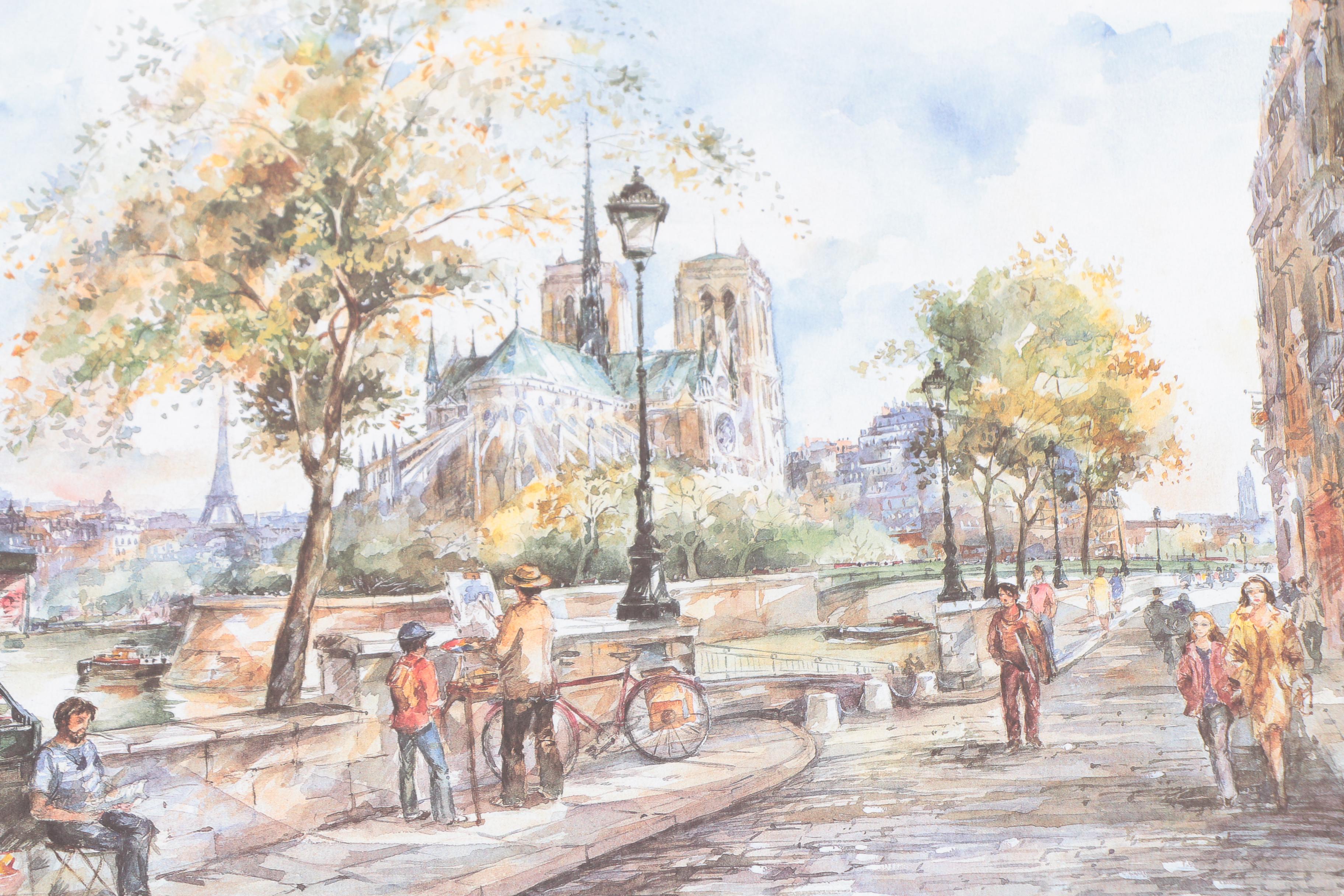 After Legai and Brunet Offset Lithographs on Paper of Parisian Architecture