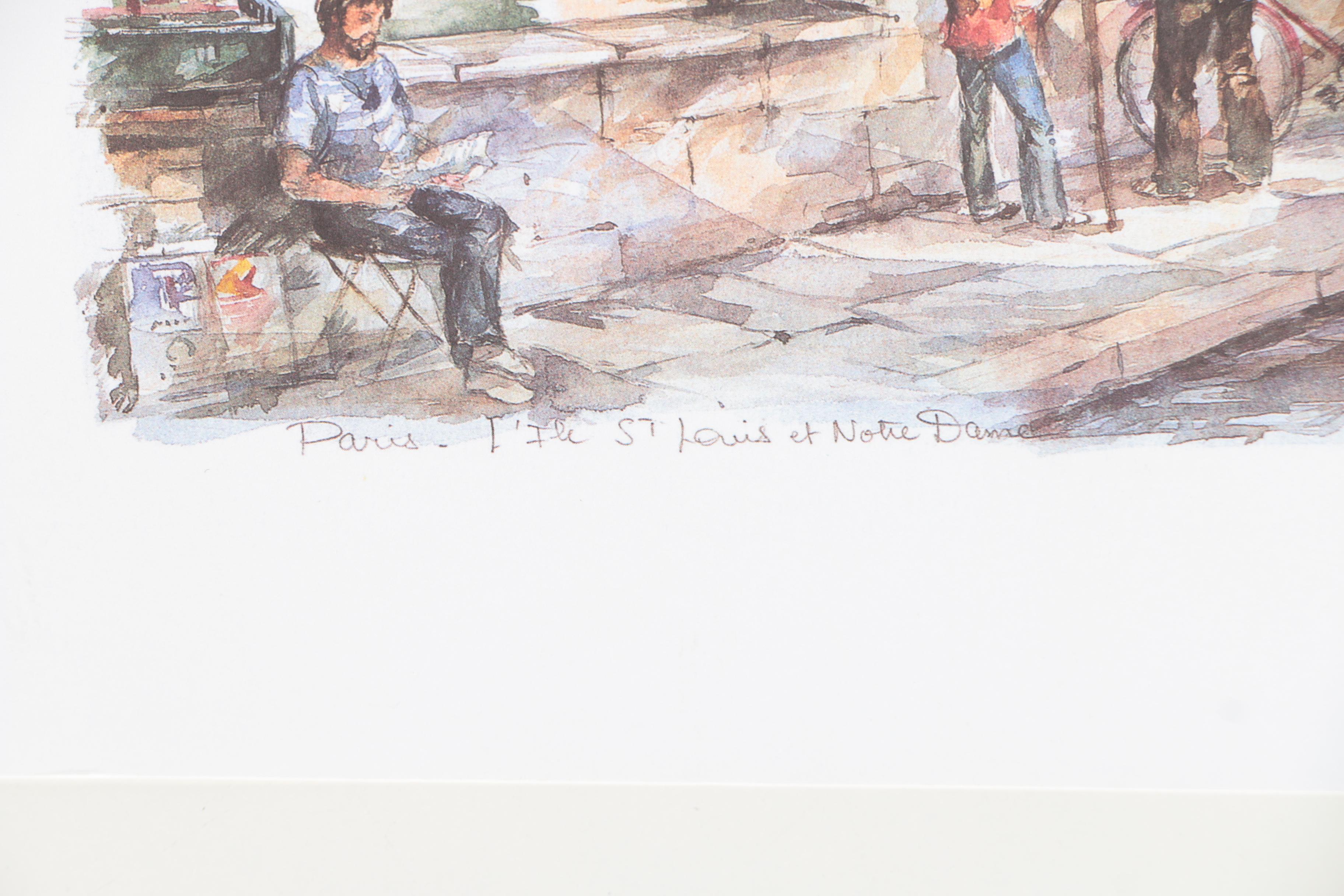 After Legai and Brunet Offset Lithographs on Paper of Parisian Architecture