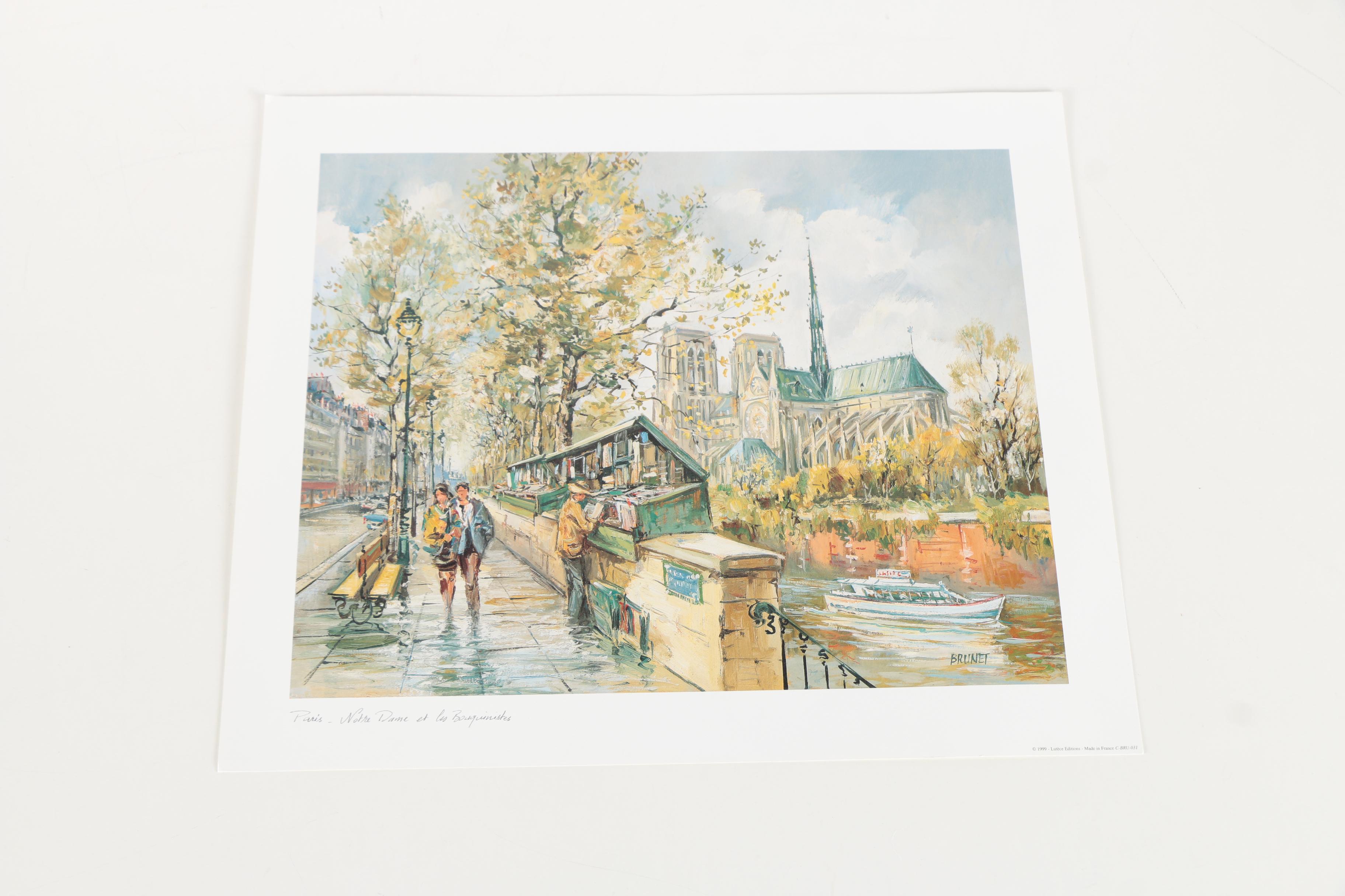 After Legai and Brunet Offset Lithographs on Paper of Parisian Architecture