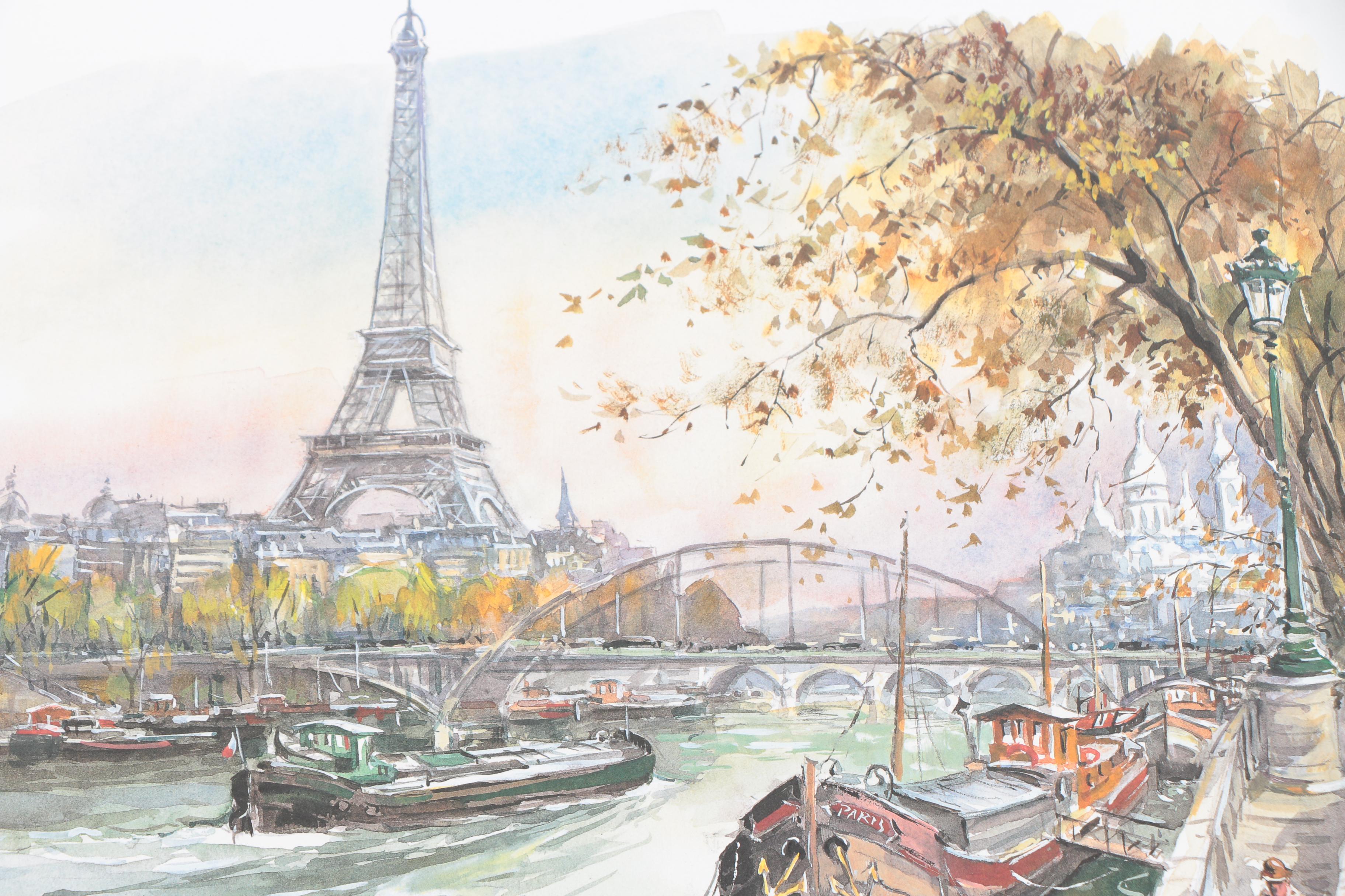 After Legai and Brunet Offset Lithographs on Paper of Parisian Architecture