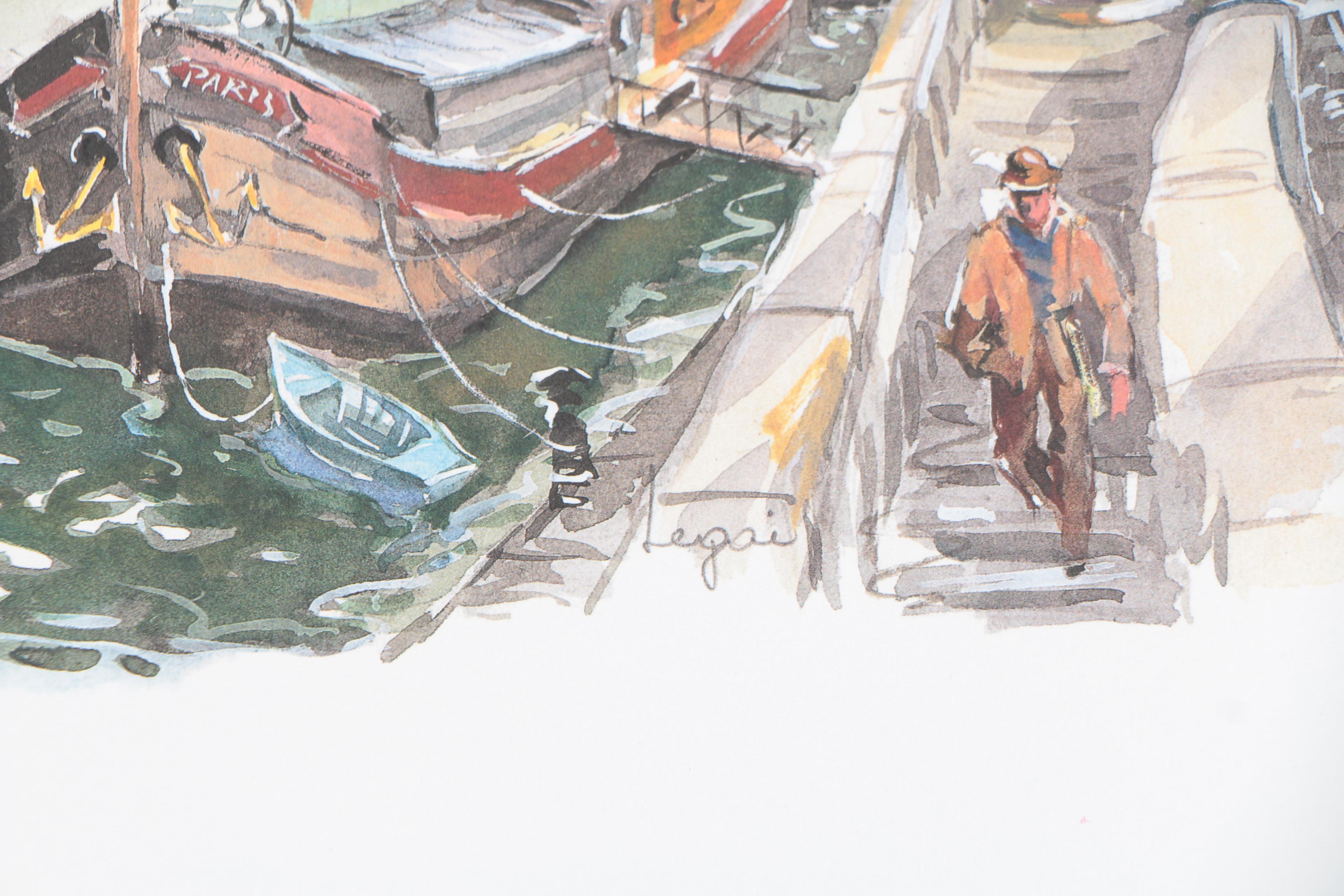 After Legai and Brunet Offset Lithographs on Paper of Parisian Architecture