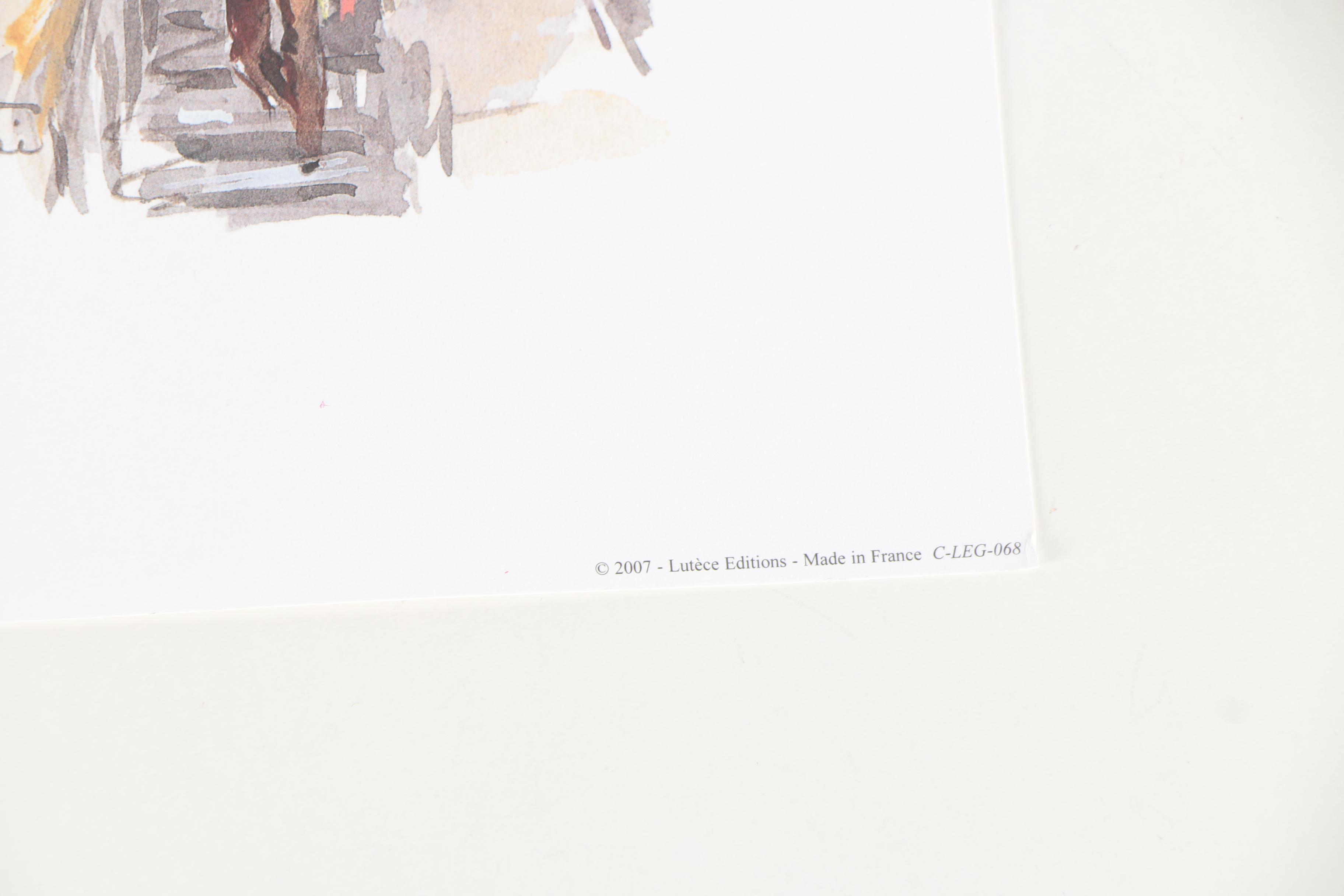 After Legai and Brunet Offset Lithographs on Paper of Parisian Architecture