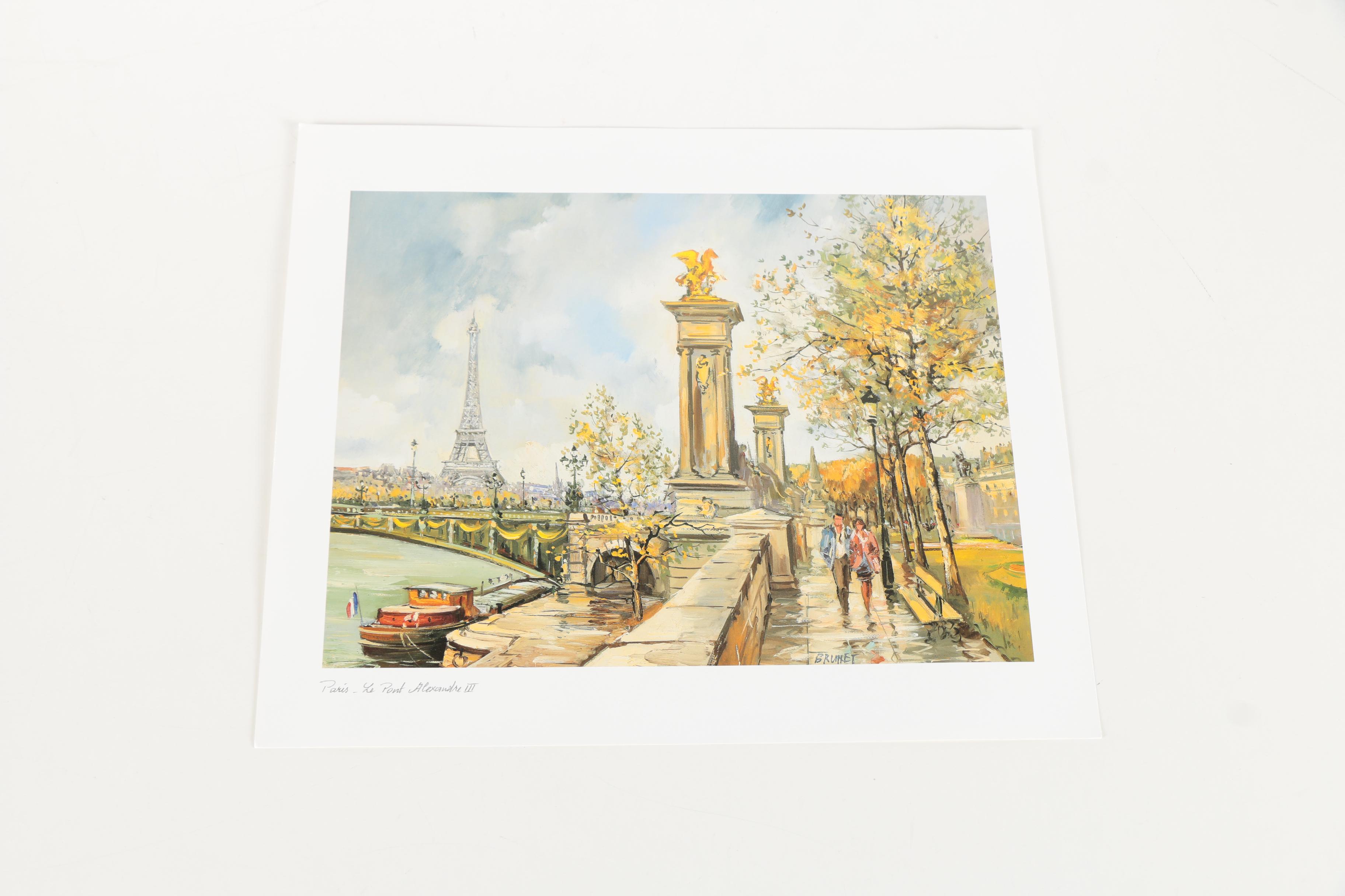 After Legai and Brunet Offset Lithographs on Paper of Parisian Architecture