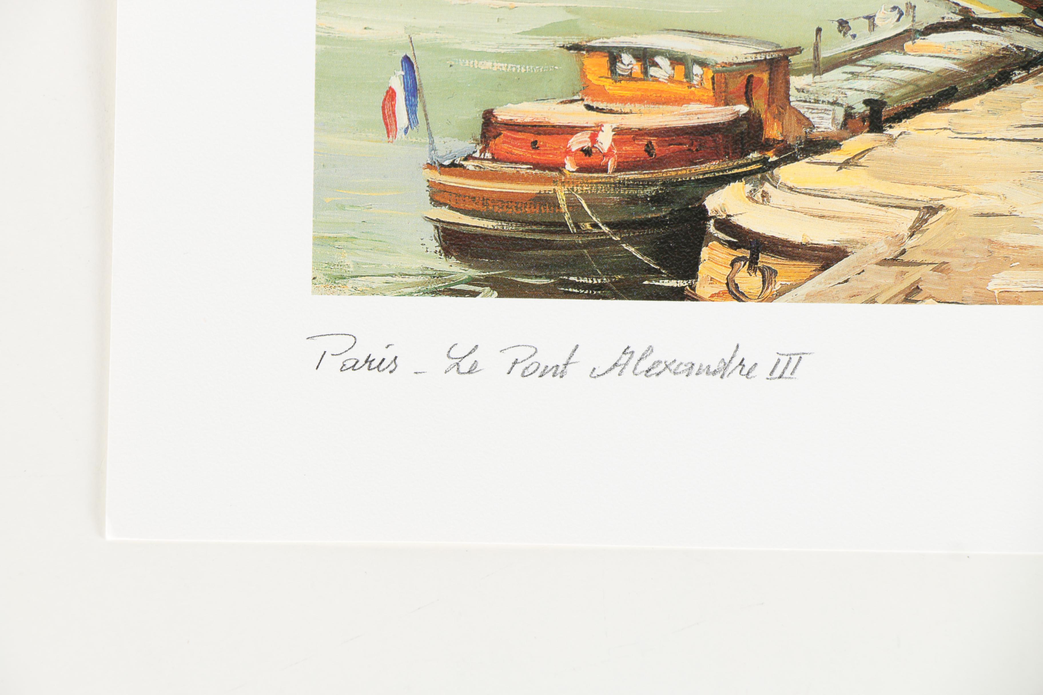 After Legai and Brunet Offset Lithographs on Paper of Parisian Architecture