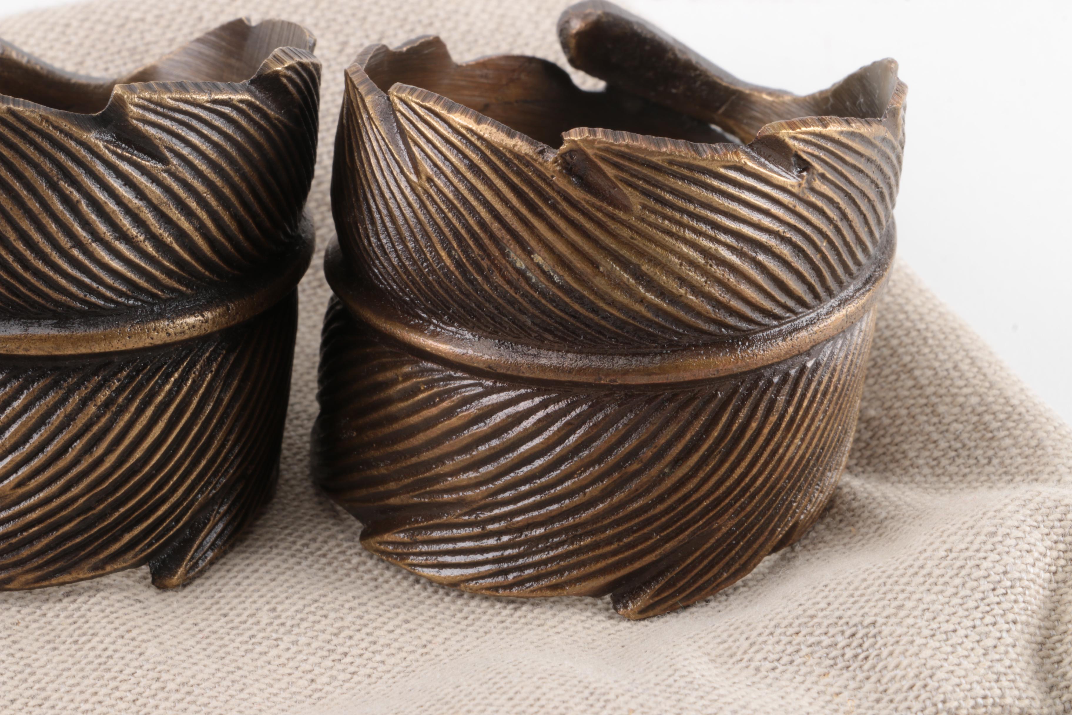 Feather-Shaped Metal Napkin Rings