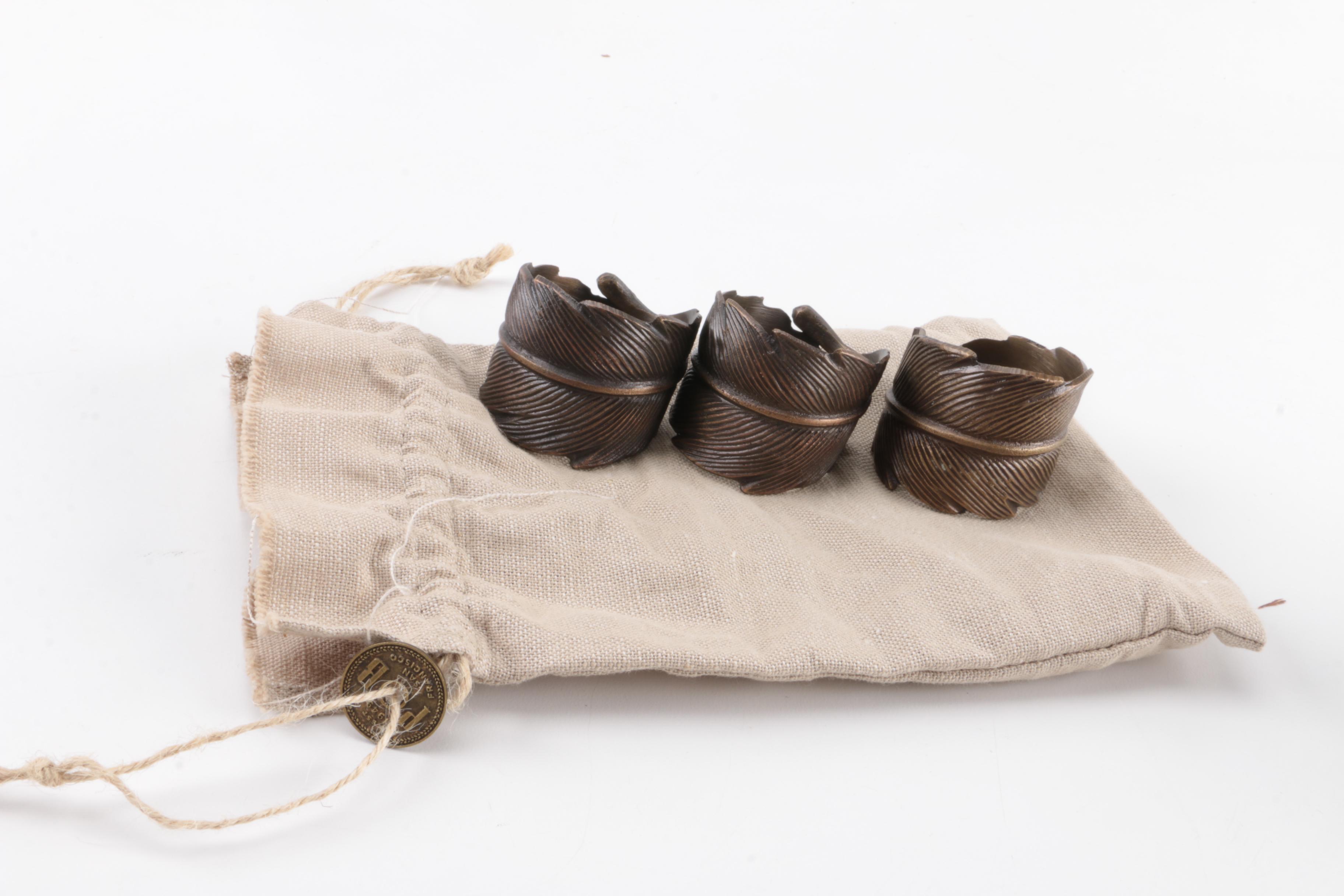 Feather-Shaped Metal Napkin Rings