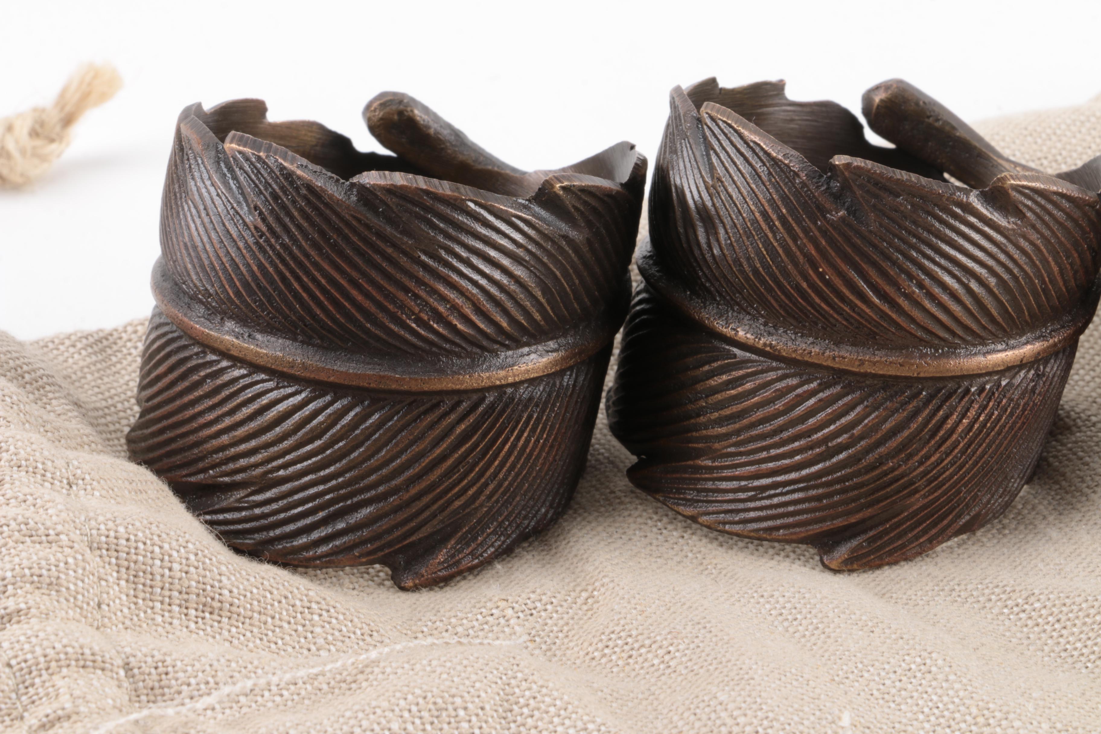 Feather-Shaped Metal Napkin Rings