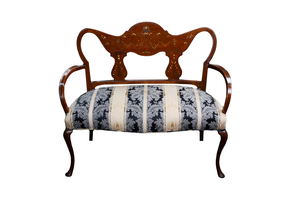 Vintage Art Nouveau Style Inlaid Settee
