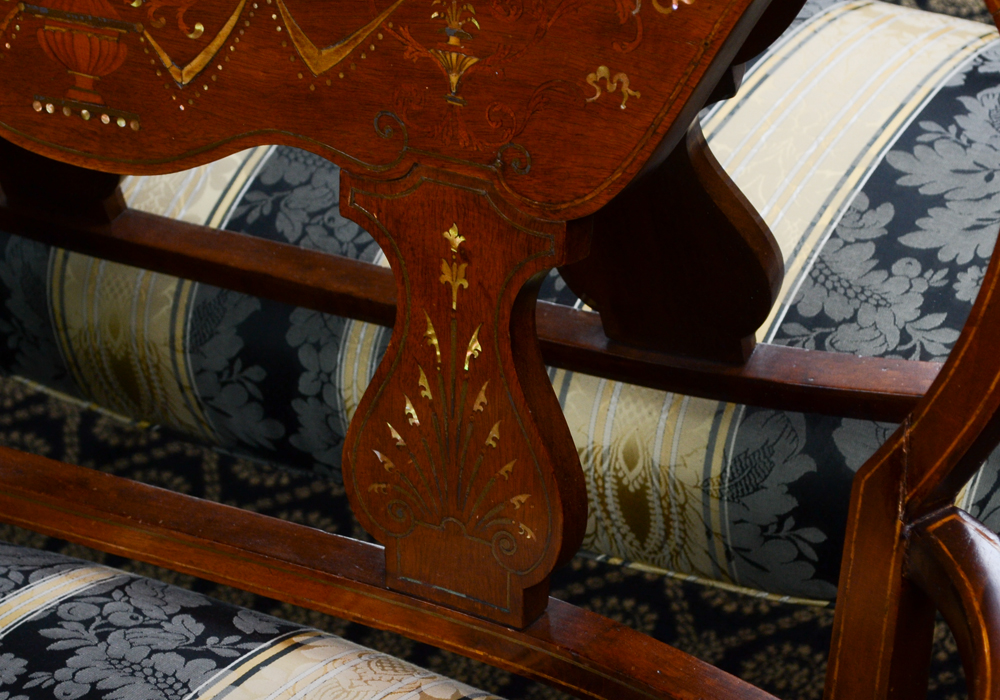 Vintage Art Nouveau Style Inlaid Settee