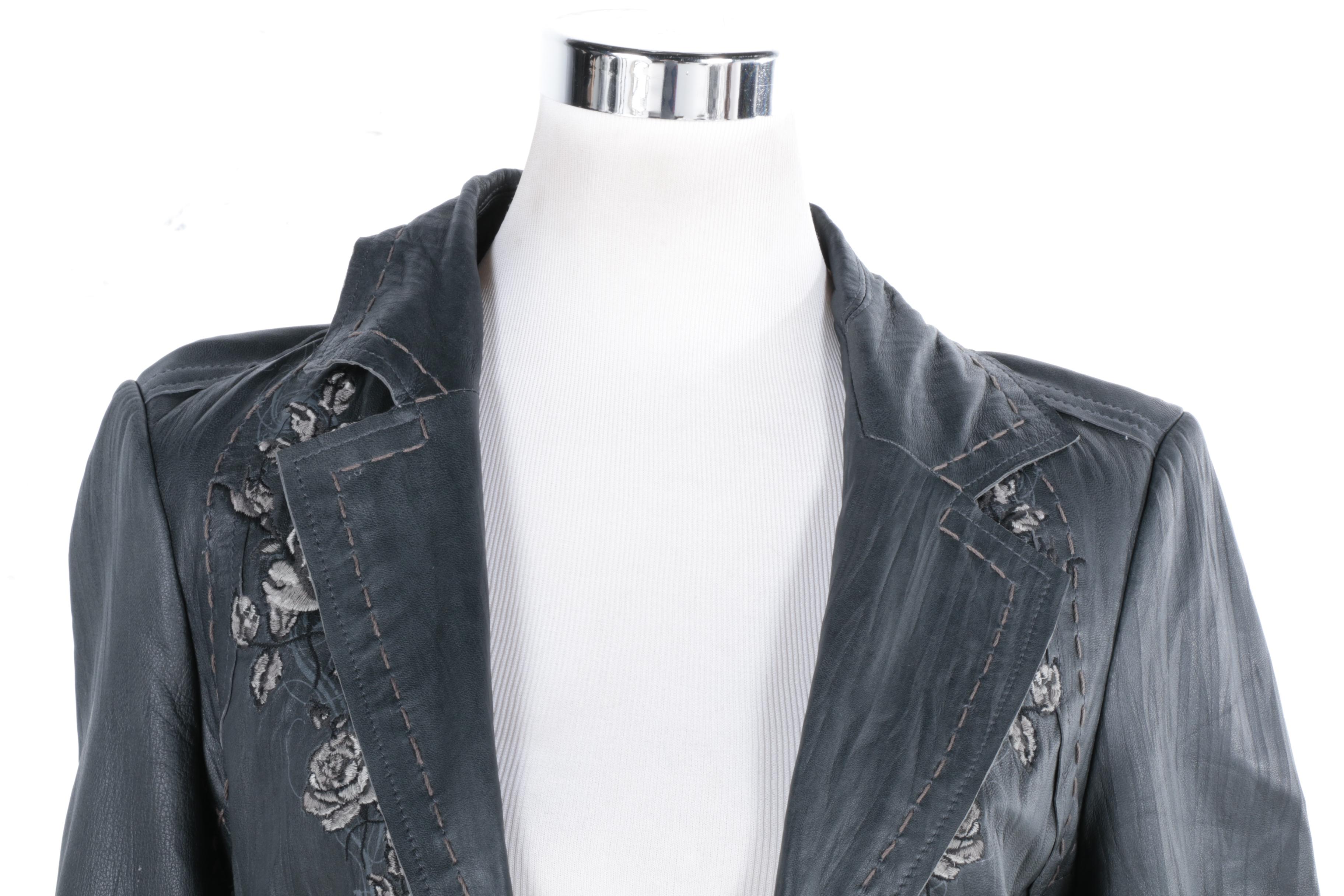 Women's 3J Workshop Limited Edition Lambskin Leather "Rock N Rose" Jacket