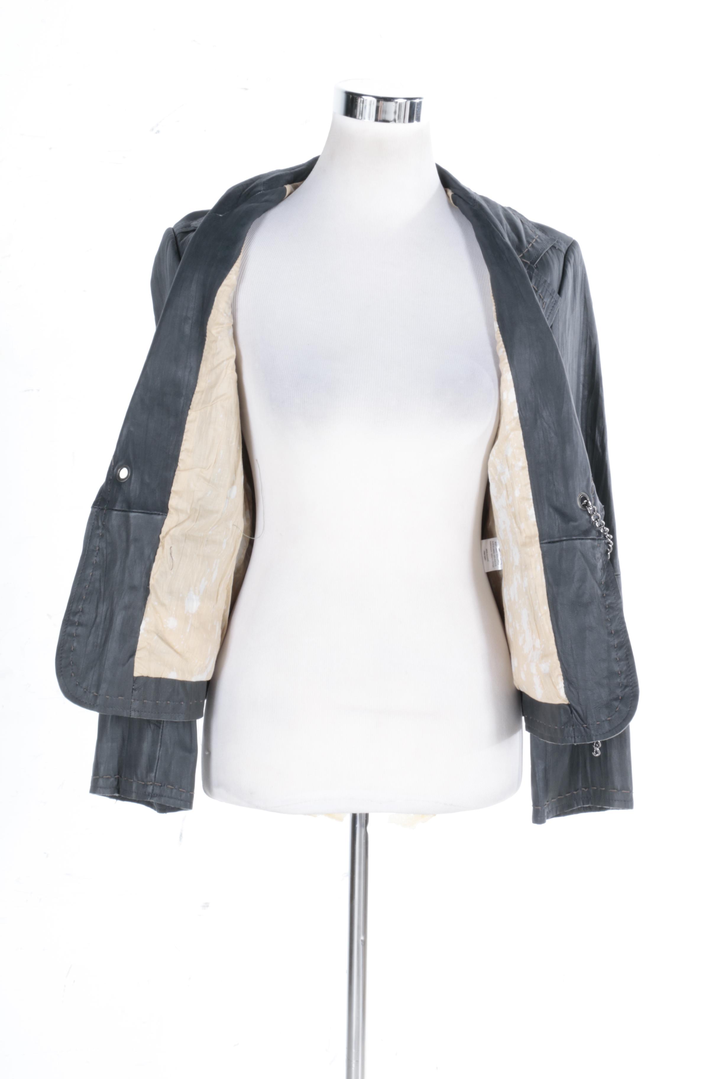 Women's 3J Workshop Limited Edition Lambskin Leather "Rock N Rose" Jacket