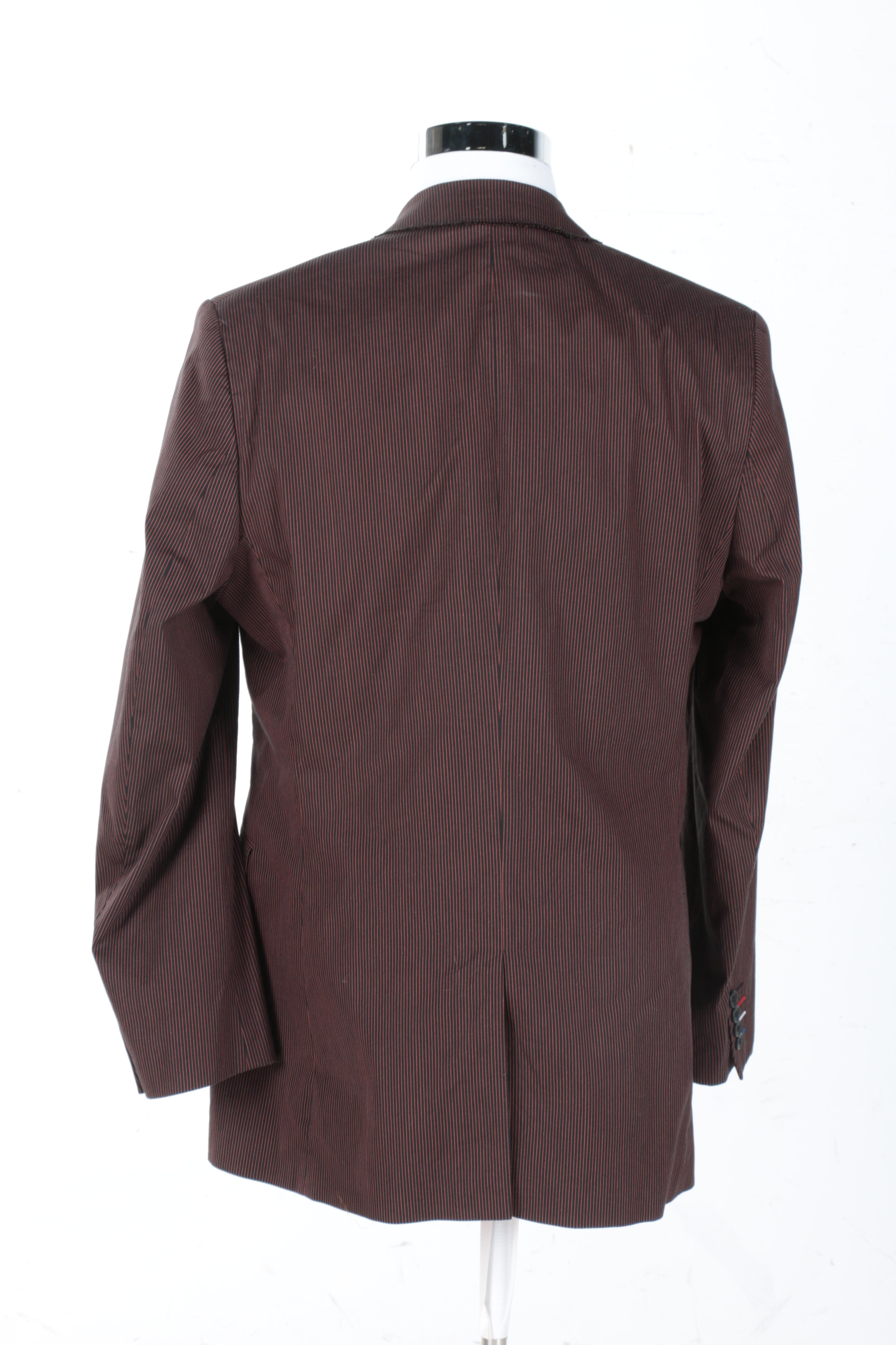 Ben Sherman Black and Orange Men's Pinstripe Blazer