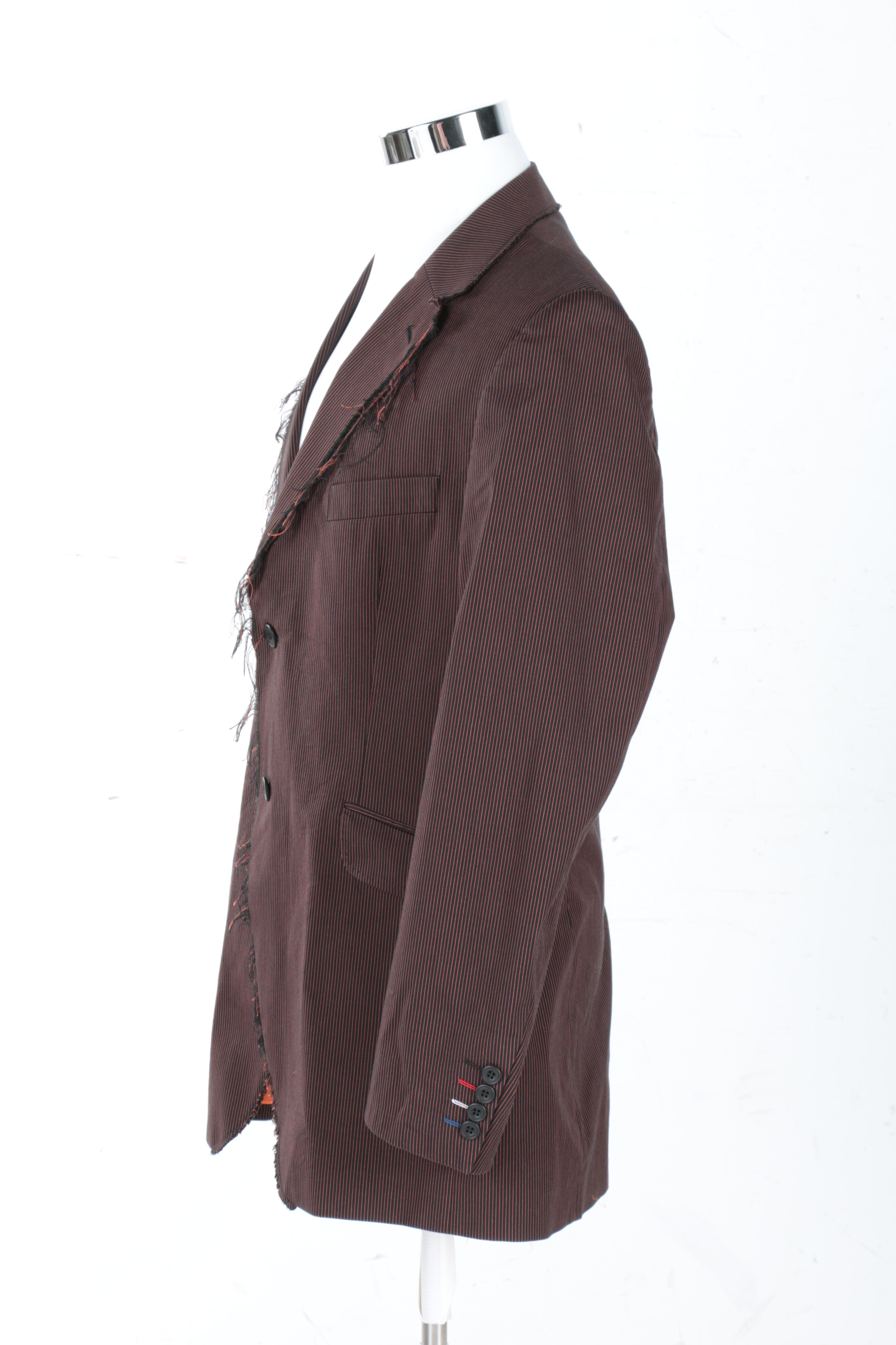 Ben Sherman Black and Orange Men's Pinstripe Blazer