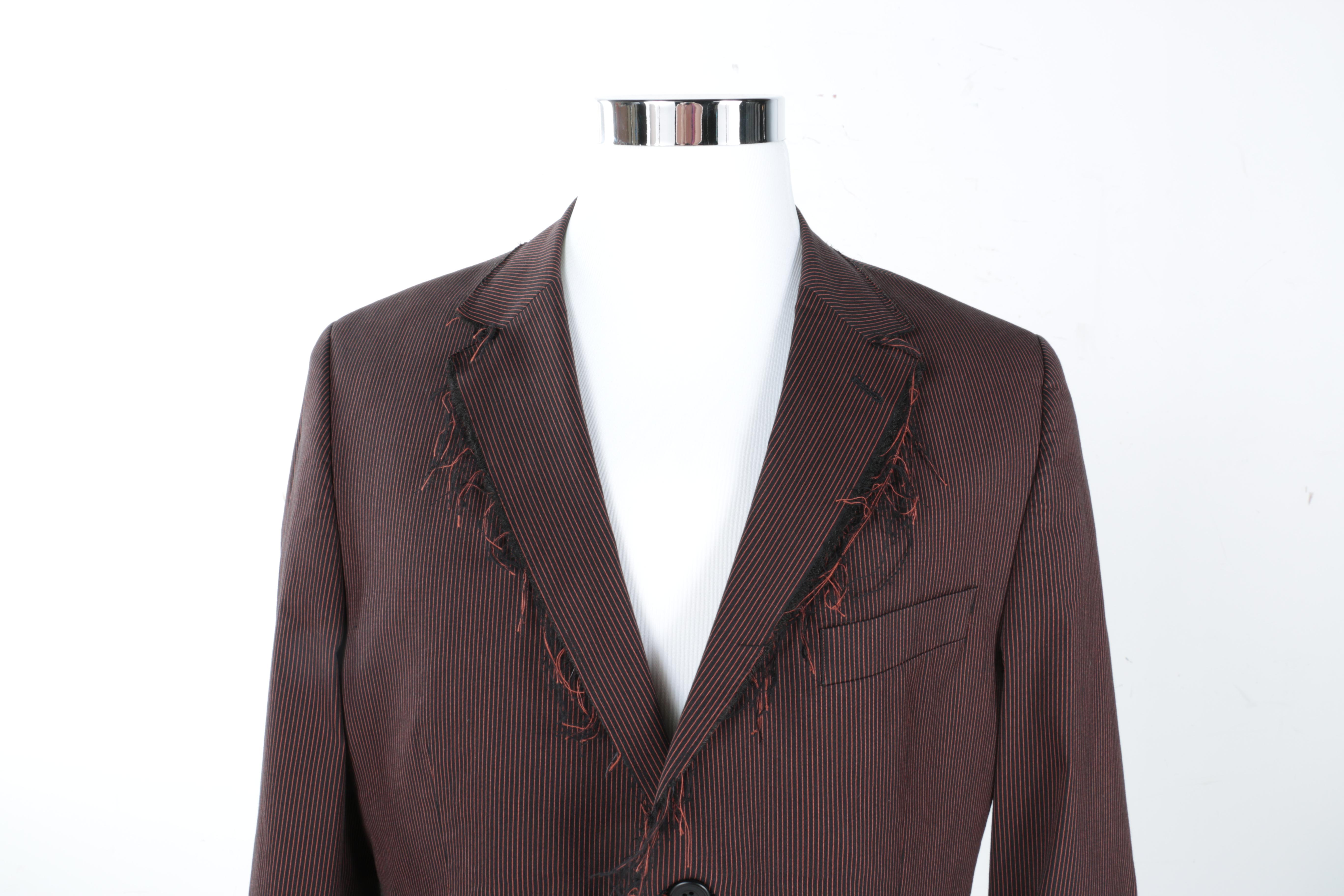 Ben Sherman Black and Orange Men's Pinstripe Blazer