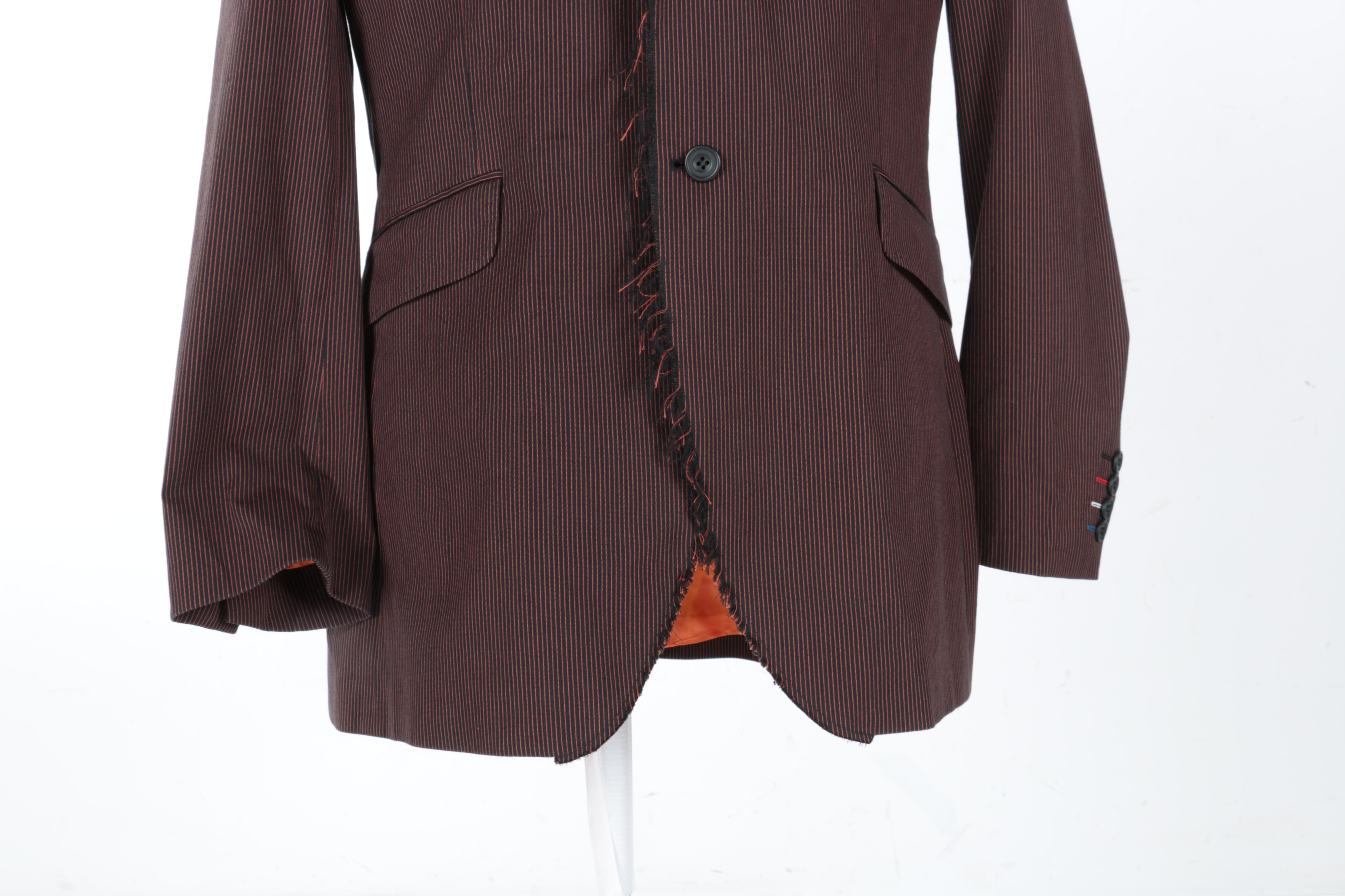 Ben Sherman Black and Orange Men's Pinstripe Blazer