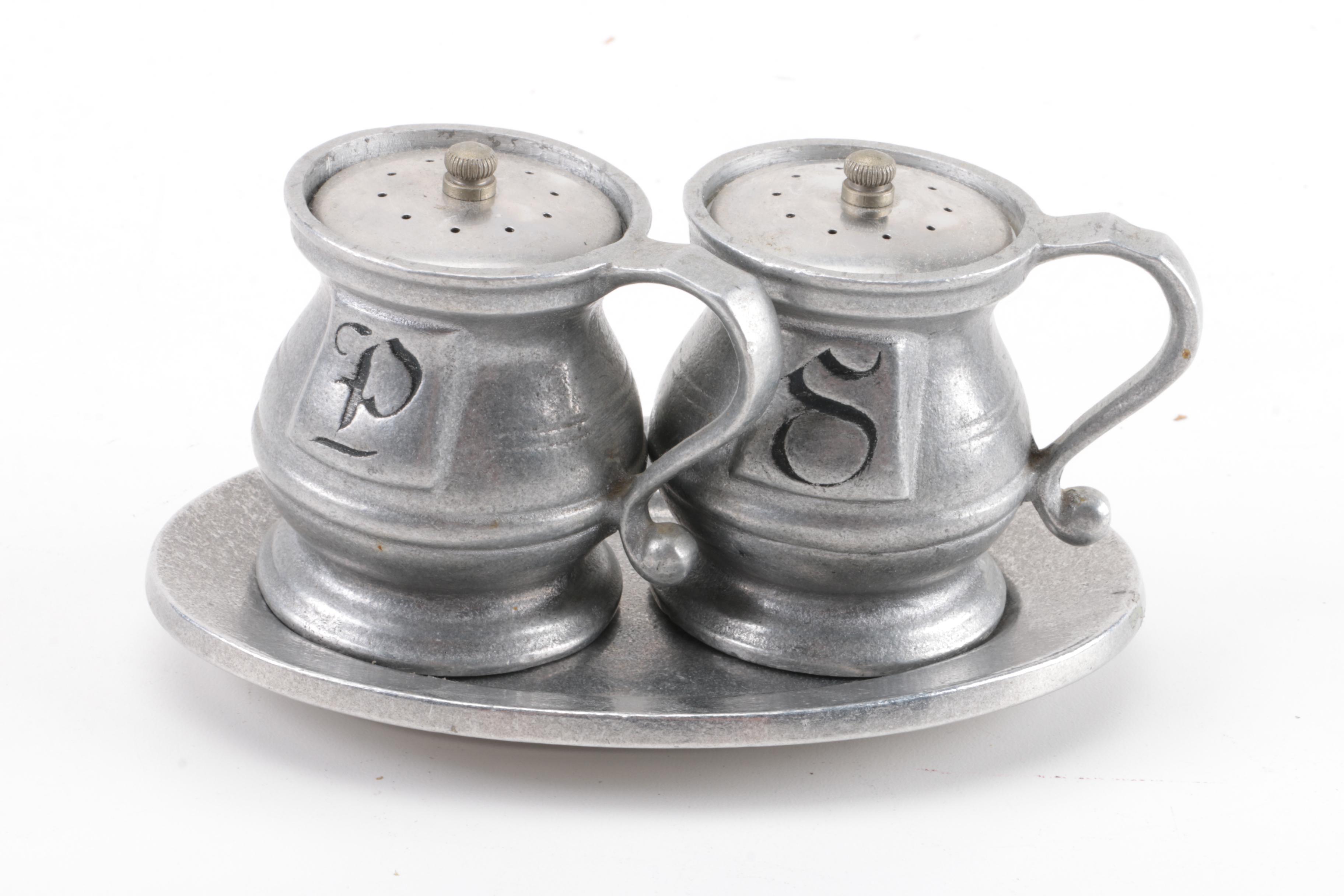 Pewter Tableware and Silver Plate Barware With Mixing Bowls