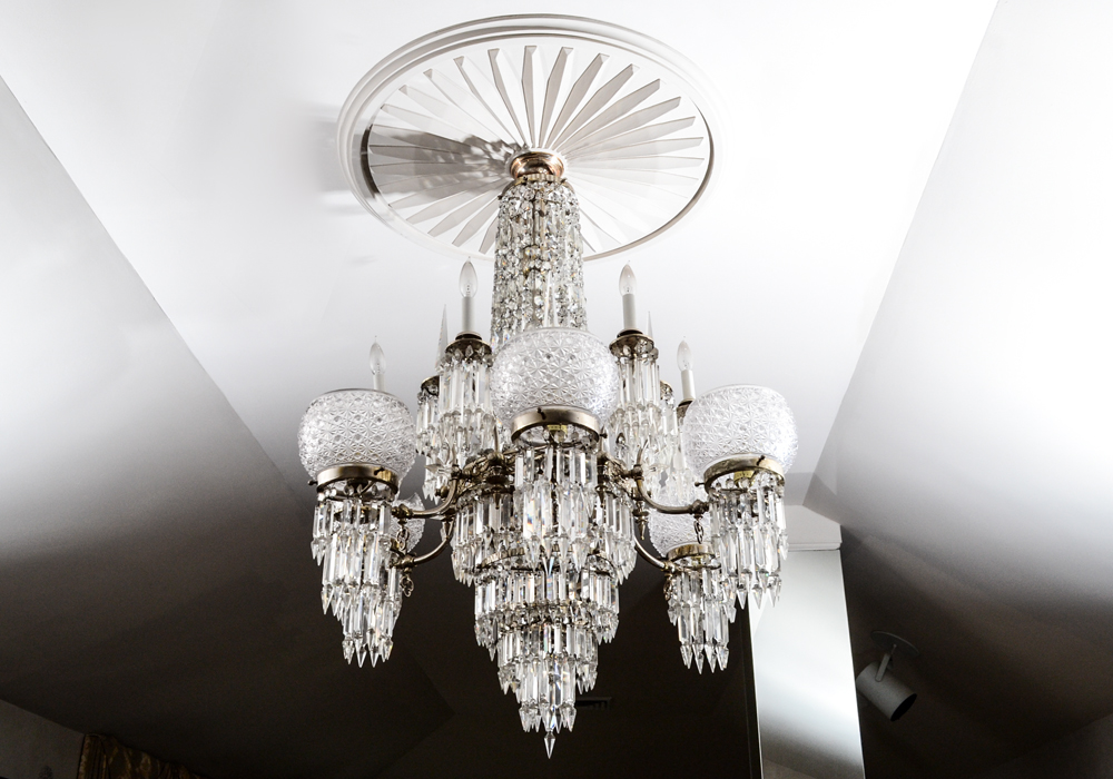 Czechoslovakan Silver Plate Crystal Chandelier