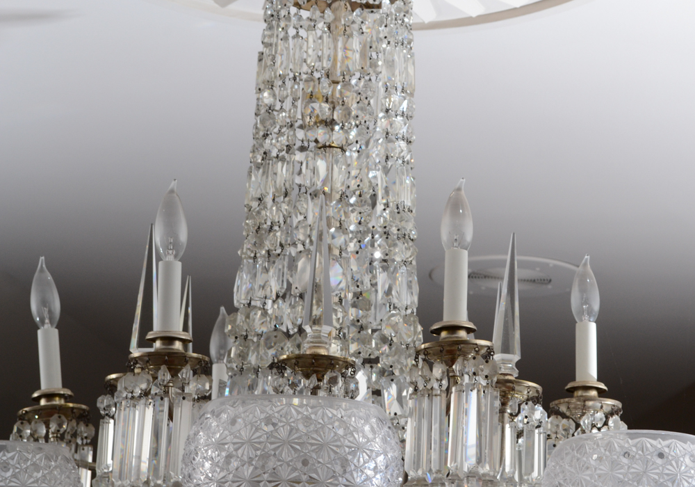 Czechoslovakan Silver Plate Crystal Chandelier
